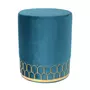 The Home Deco Factory Pouf en velours design Art Décoration - Diam. 35 x H. 43 cm - Bleu
