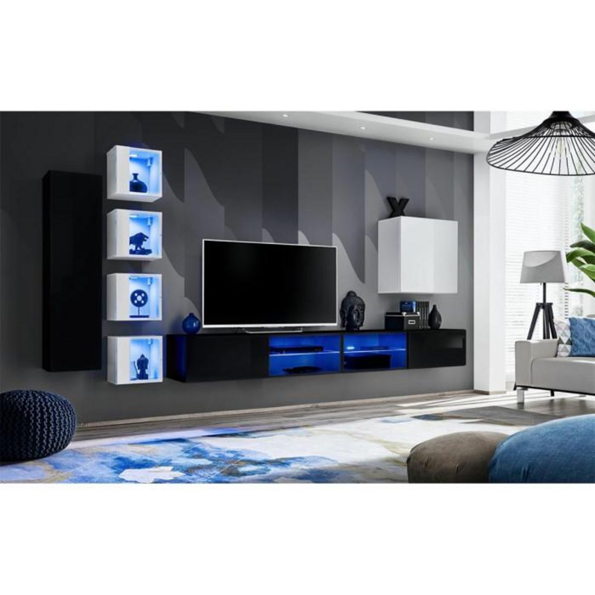 Paris Prix Ensemble Meuble TV  Switch XXVI  320cm Noir & Blanc