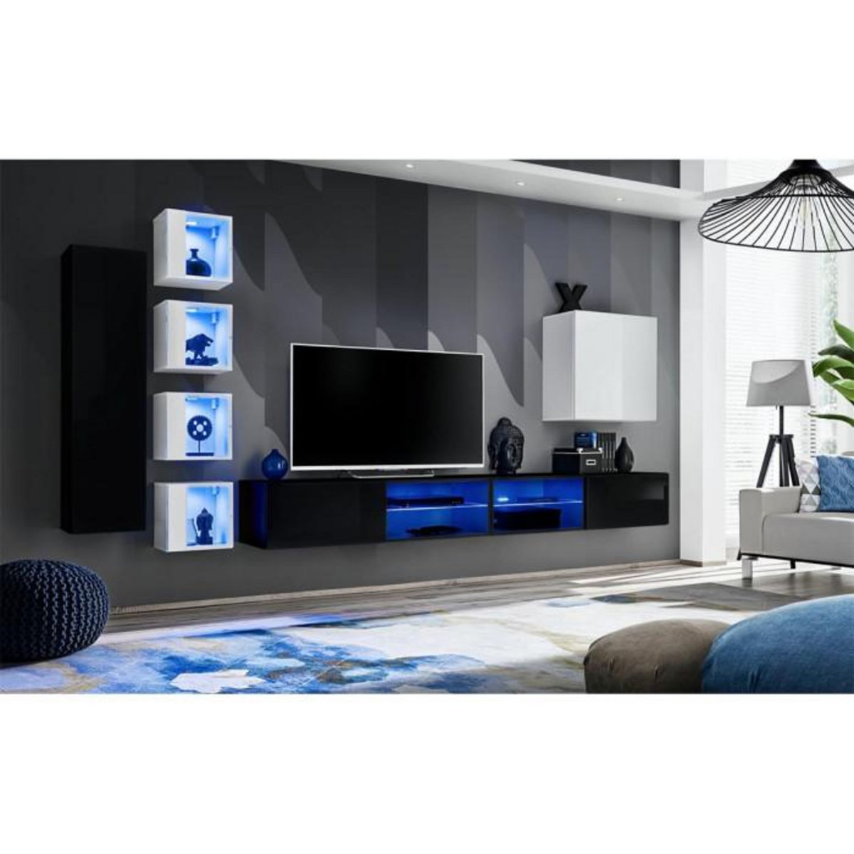 Paris Prix Ensemble Meuble TV  Switch XXVI  320cm Noir & Blanc