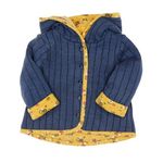 ELLE EST OU LA MER Veste réversible Bleu/Jaune à fleurs Fille EOM Ezeima. Coloris disponibles : Bleu