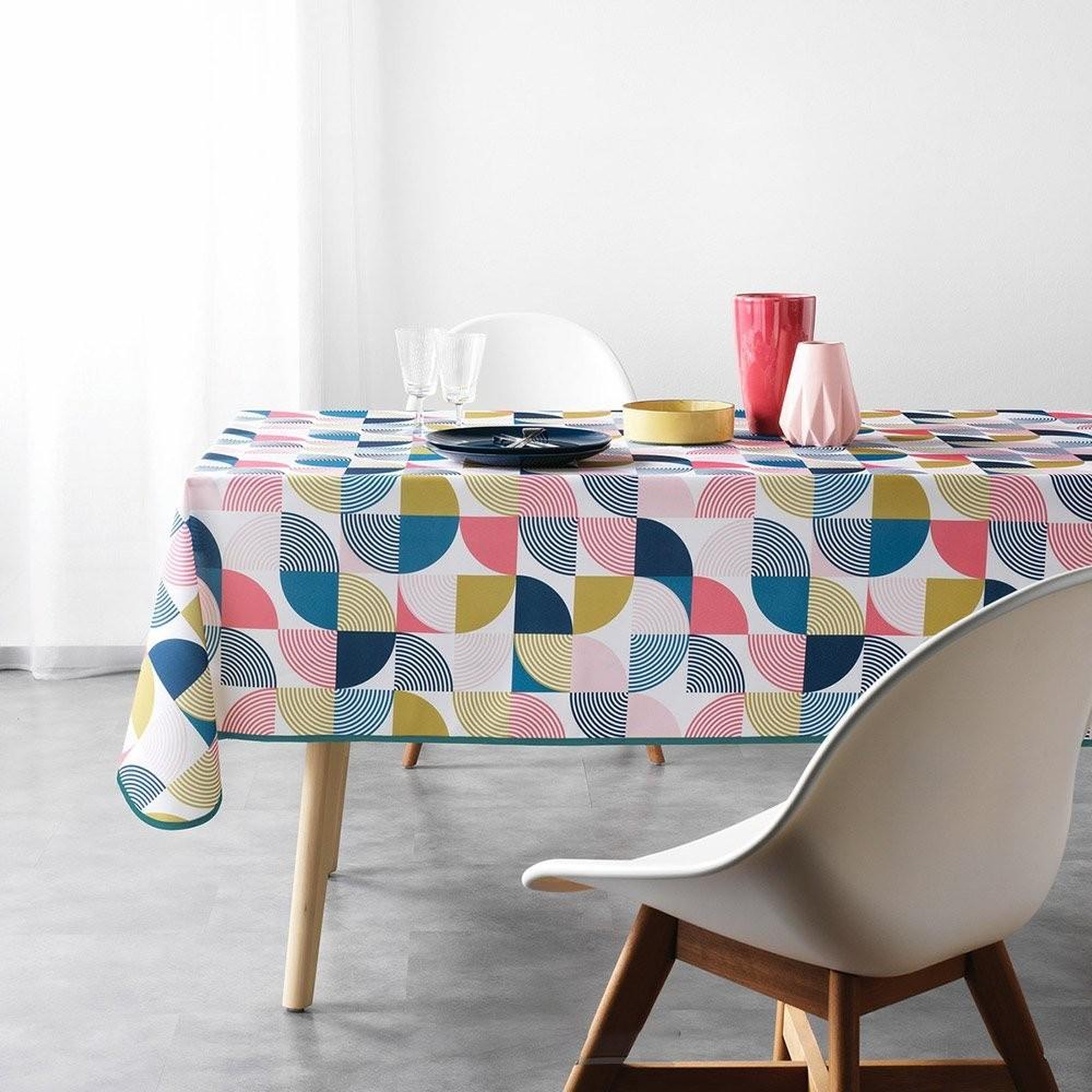 Voir la diapositive 2 : Douceur d'Intérieur Nappe rectangulaire antitache 150x240 cm Rythmo rose