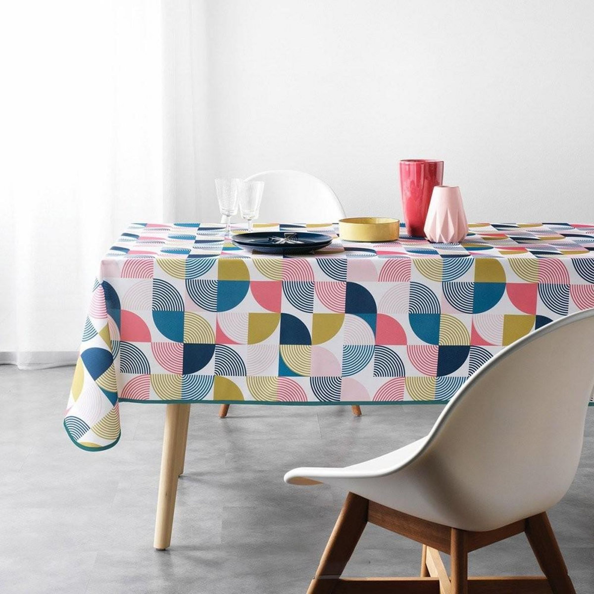 Douceur d'Intérieur Nappe rectangulaire antitache 150x240 cm Rythmo rose