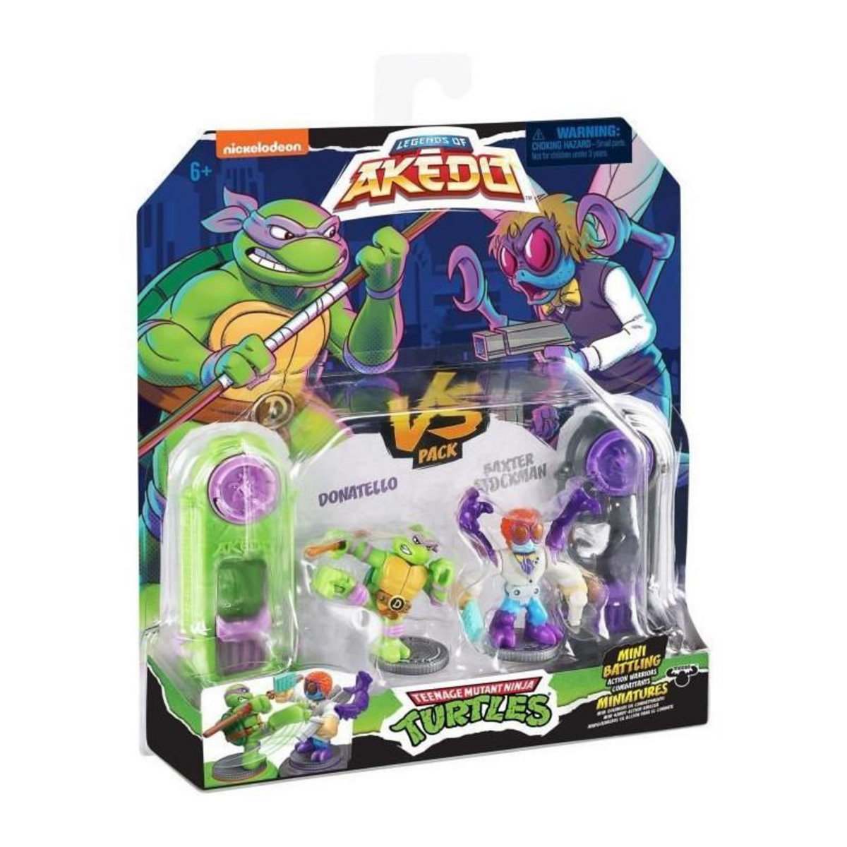 MOOSE TOYS Coffret de figurines Donatello vs Baxter Stockman - Akedo - Moose Toys - Tortues Ninja - Multicolore - Mixte