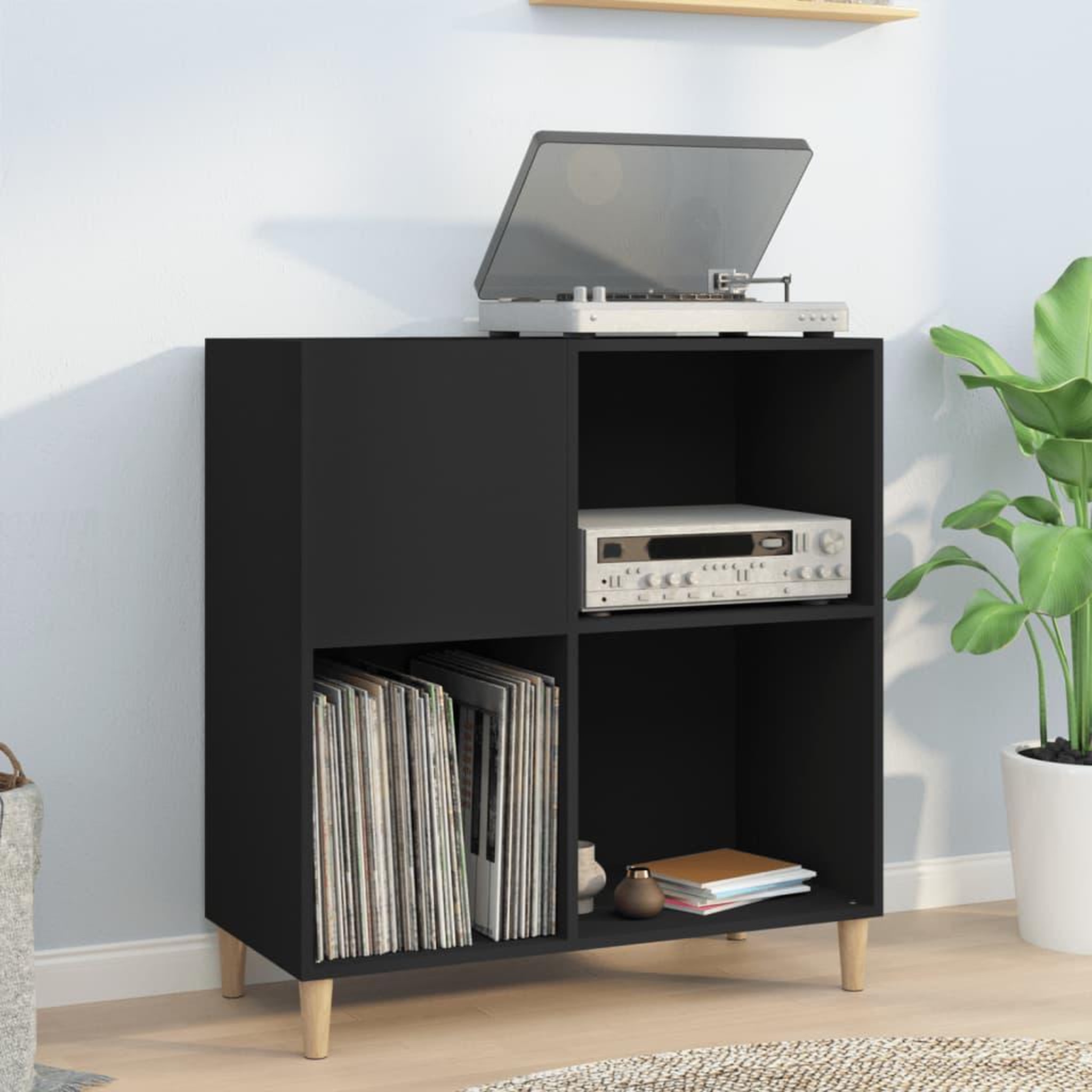 Voir la diapositive 1 : VIDAXL Armoire a disques noir 84,5x38x89 cm bois d'ingenierie