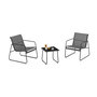 Voir la diapositive 1 : ID MARKET Salon de jardin bas MALAGA table et 2 fauteuils en acier et textilène gris anthracite