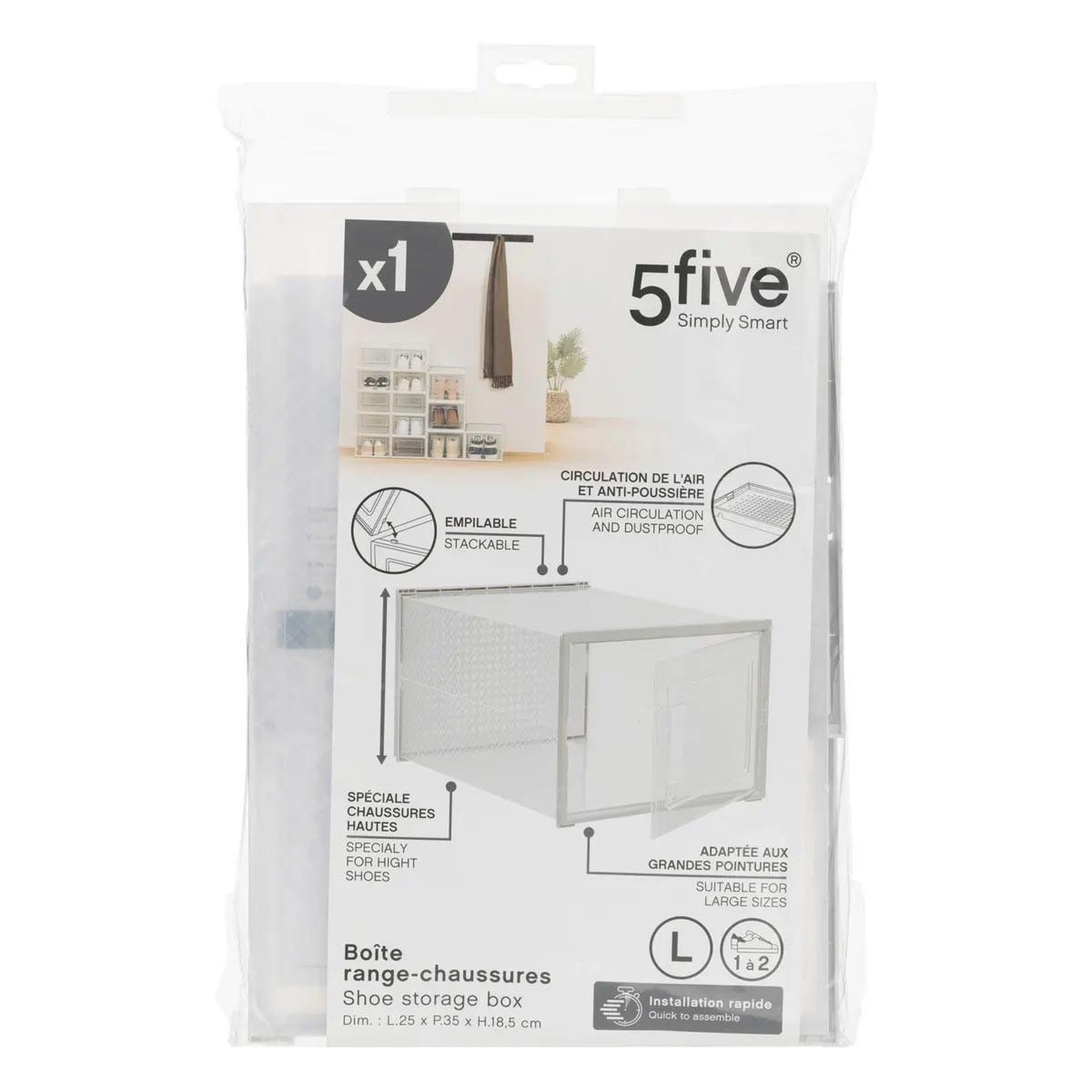 Voir la diapositive 5 : FIVE Boîte Range-Chaussures  Stak  35cm Transparent