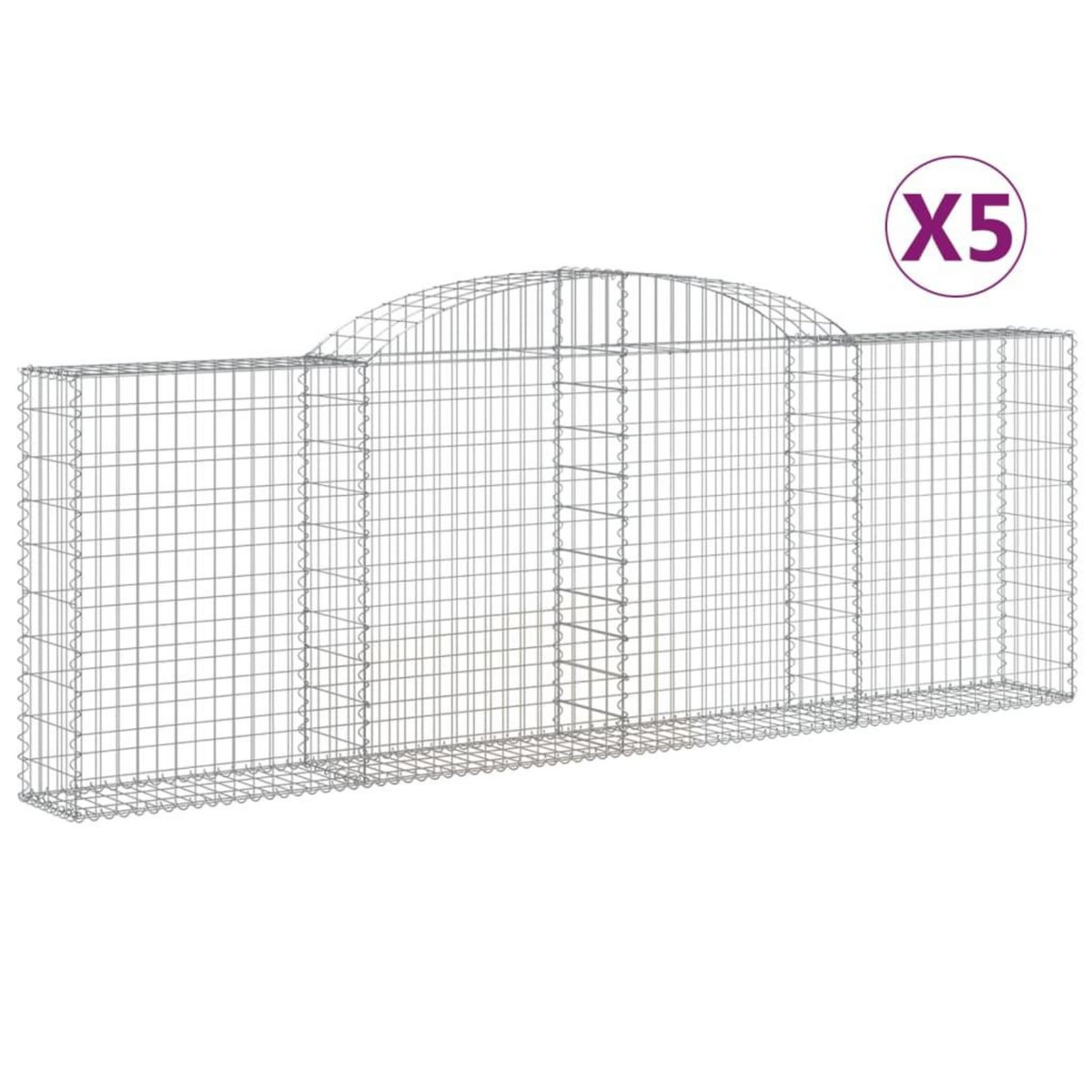 VIDAXL Paniers a gabions arques 5 pcs 300x30x100/120 cm fer galvanise