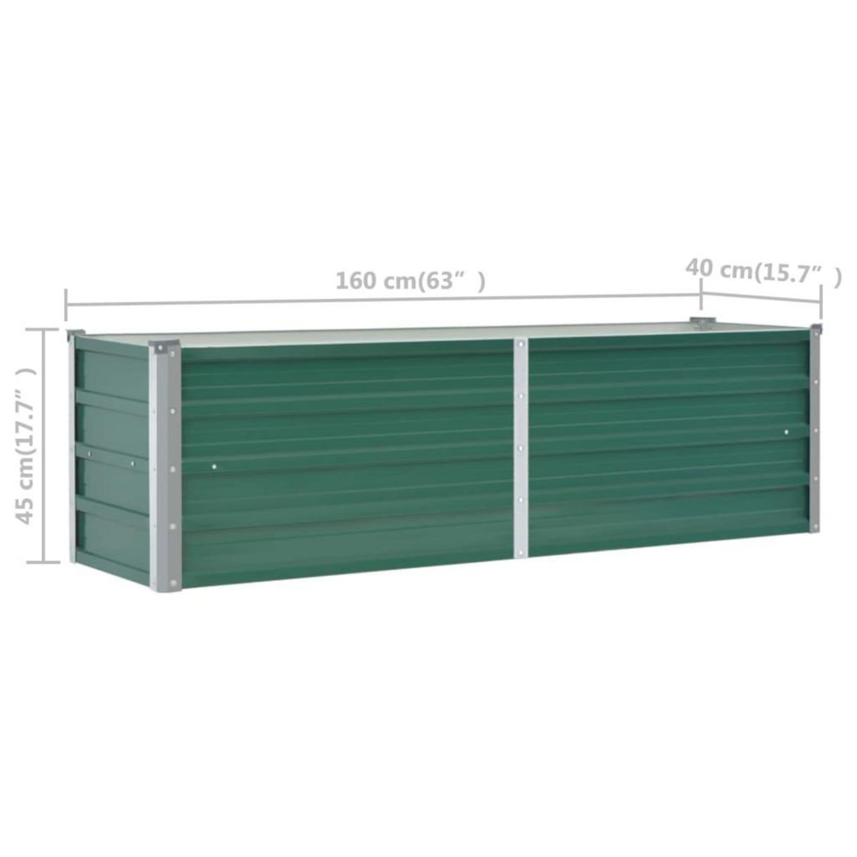 VIDAXL Lit sureleve de jardin Acier galvanise 160x40x45 cm Vert