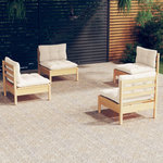 VIDAXL Salon de jardin 4 pcs avec coussins creme Bois de pin