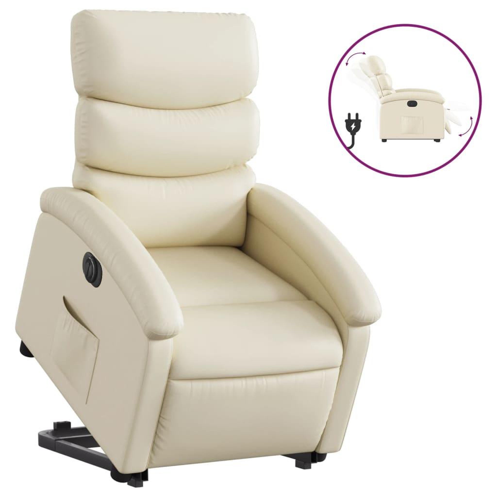 Voir la diapositive 2 : VIDAXL Fauteuil inclinable electrique creme similicuir
