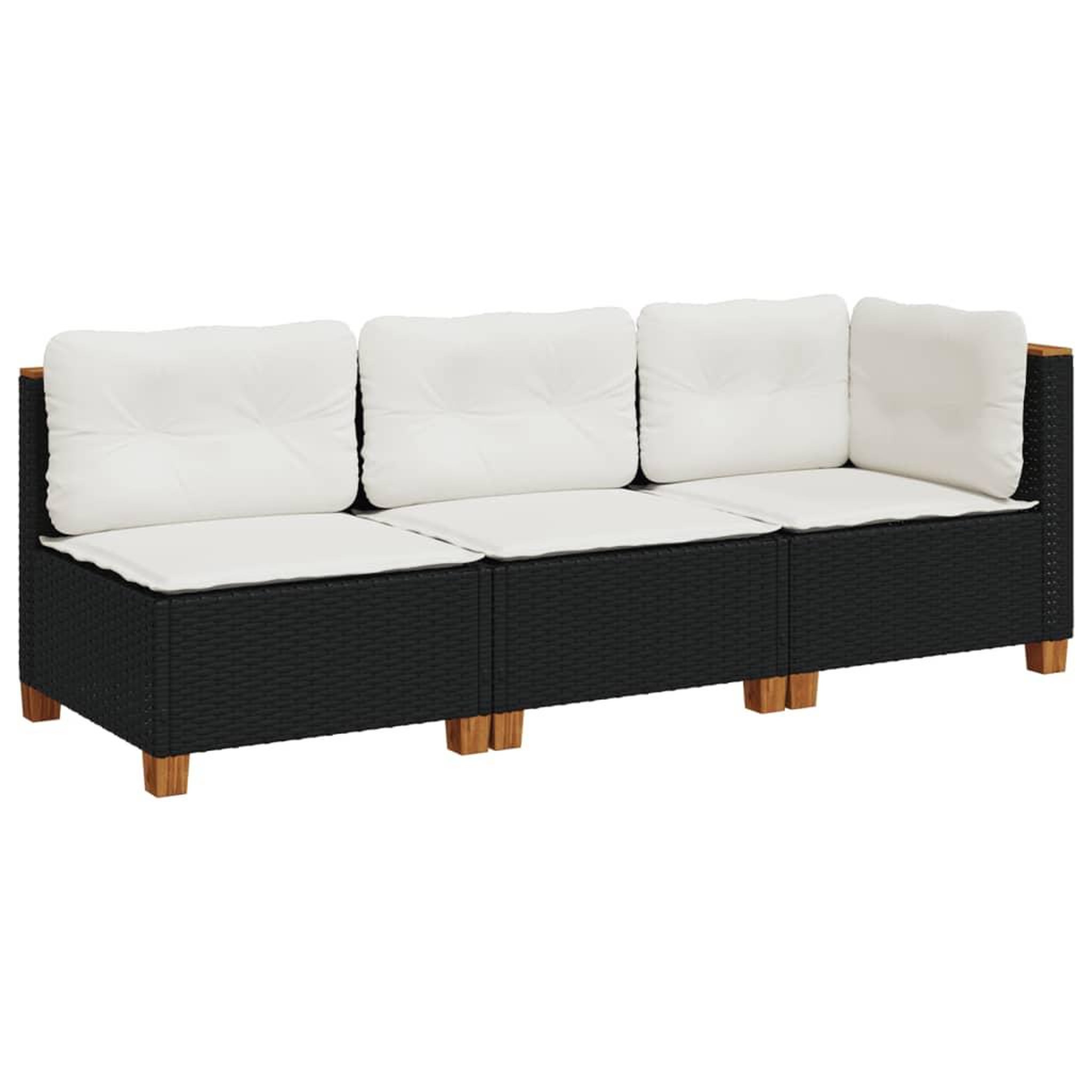 Voir la diapositive 2 : VIDAXL Canape de jardin avec coussins 3 places noir resine tressee