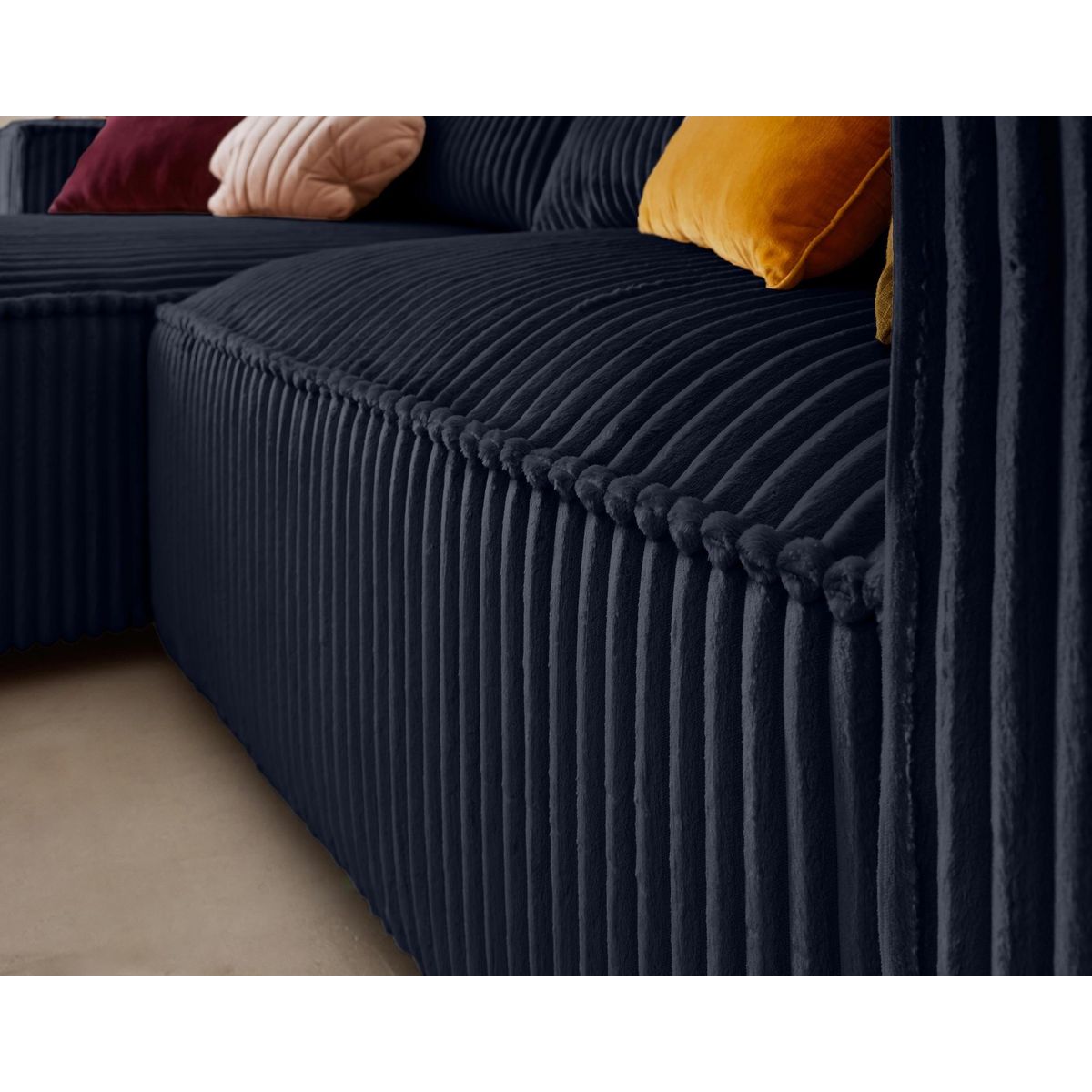 LISA DESIGN Ela - canapé d'angle gauche - 4 places - en velours côtelé grosses côtes