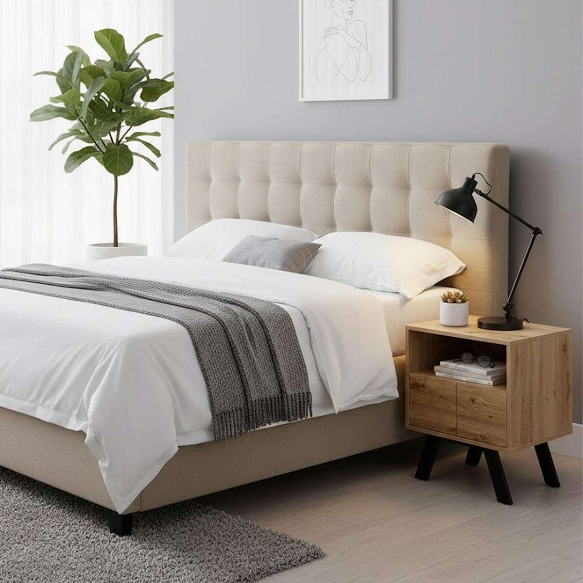 Paris Prix Table de Chevet 1 Tiroir  Manille  60cm Naturel