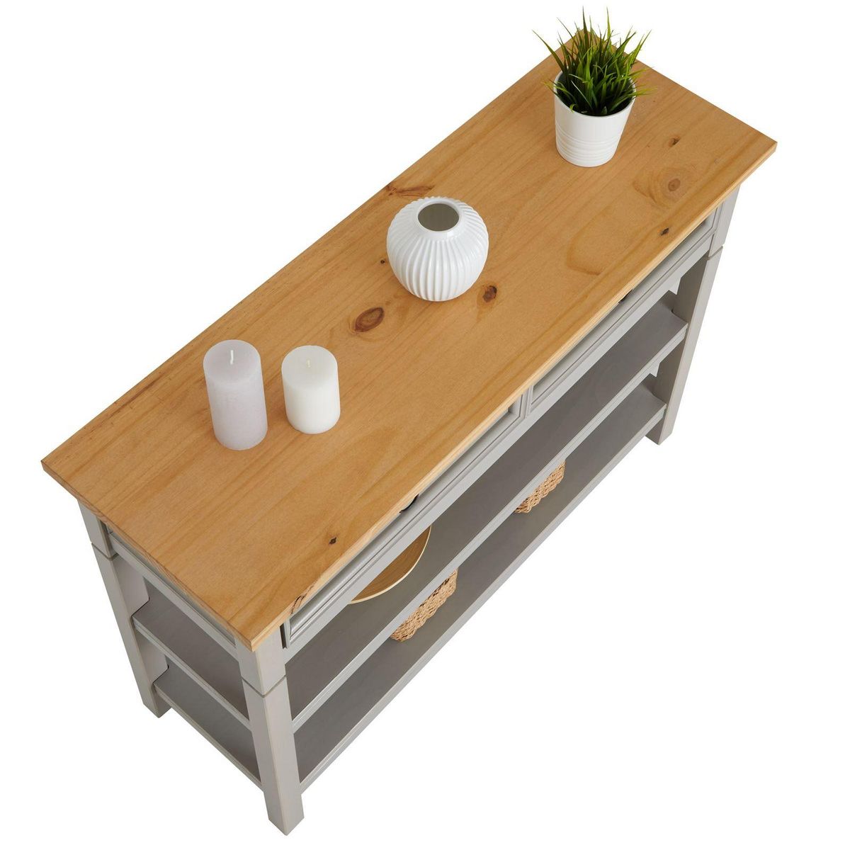 IDIMEX Table console en pin TEQUILA style mexicain, 1 tiroir et 2 étagères
