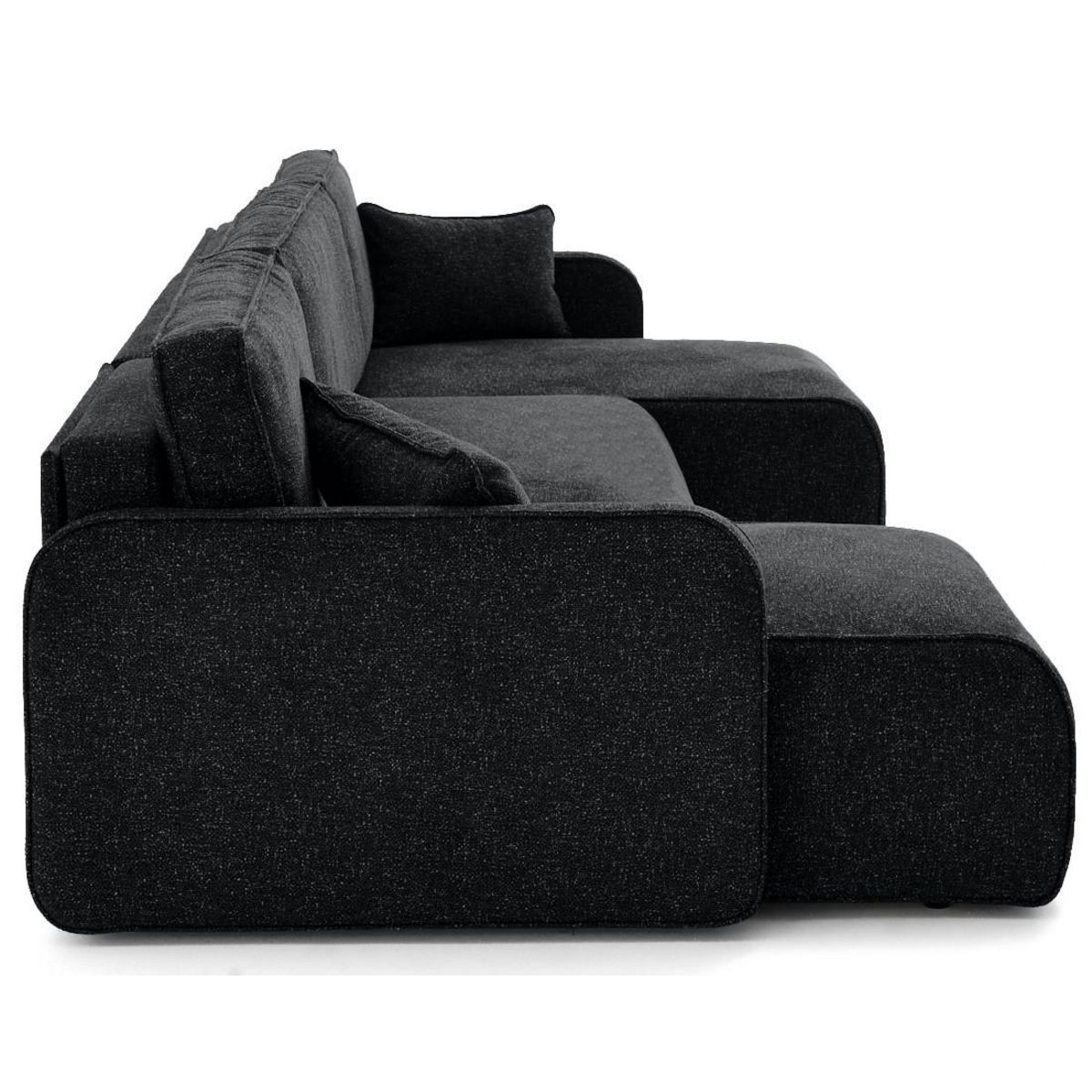 LISA DESIGN Apolline - canapé panoramique en u 7 places convertible avec coffres en tissu moucheté