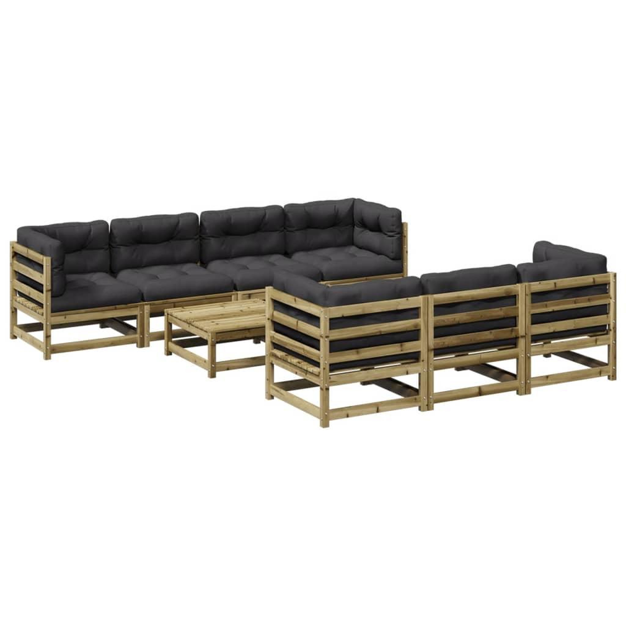 Voir la diapositive 2 : VIDAXL Salon de jardin 8 pcs avec coussins bois de pin impregne