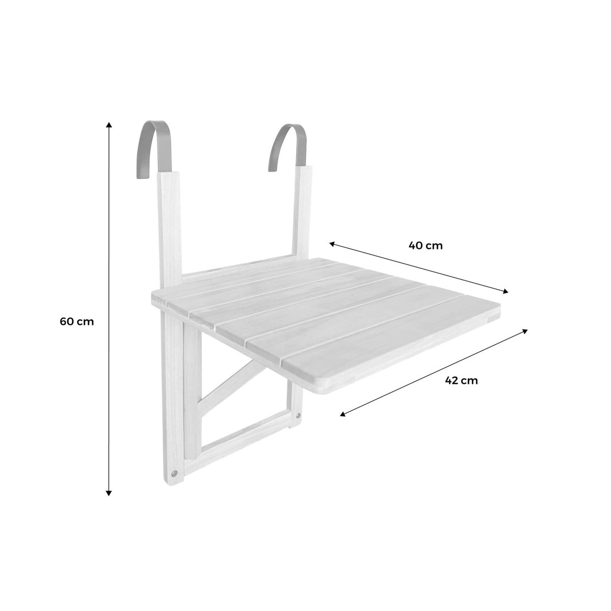 SWEEEK Table d'appoint en bois pour balcon. carrée. rabattable. hauteur ajustable
