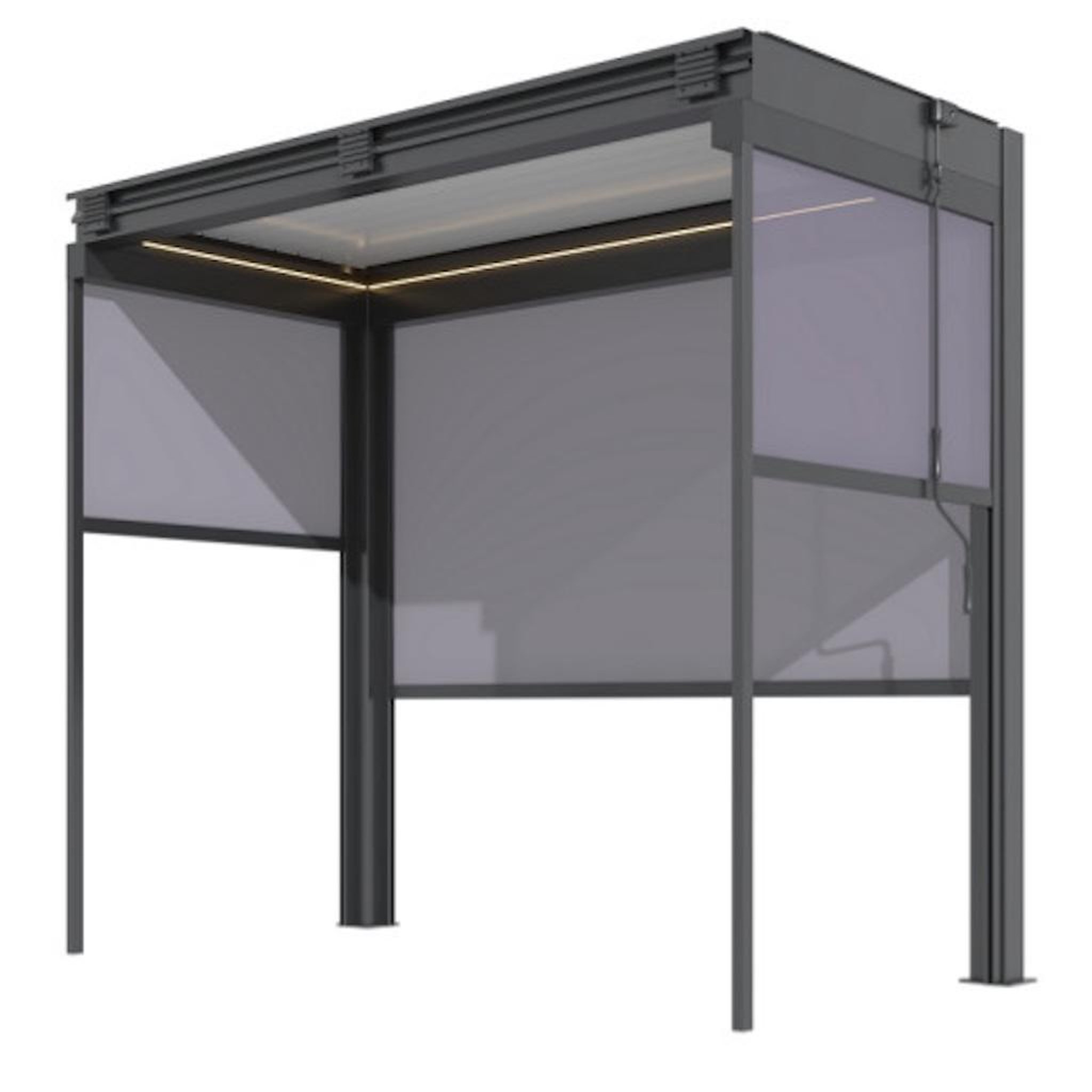Proloisirs Pergola - Zephir Pool House 3x1,46 Alu et Lames - Graphite et Blanc