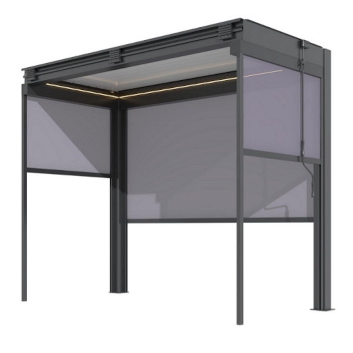 Proloisirs Pergola - Zephir Pool House 3x1,46 Alu et Lames - Graphite et Blanc
