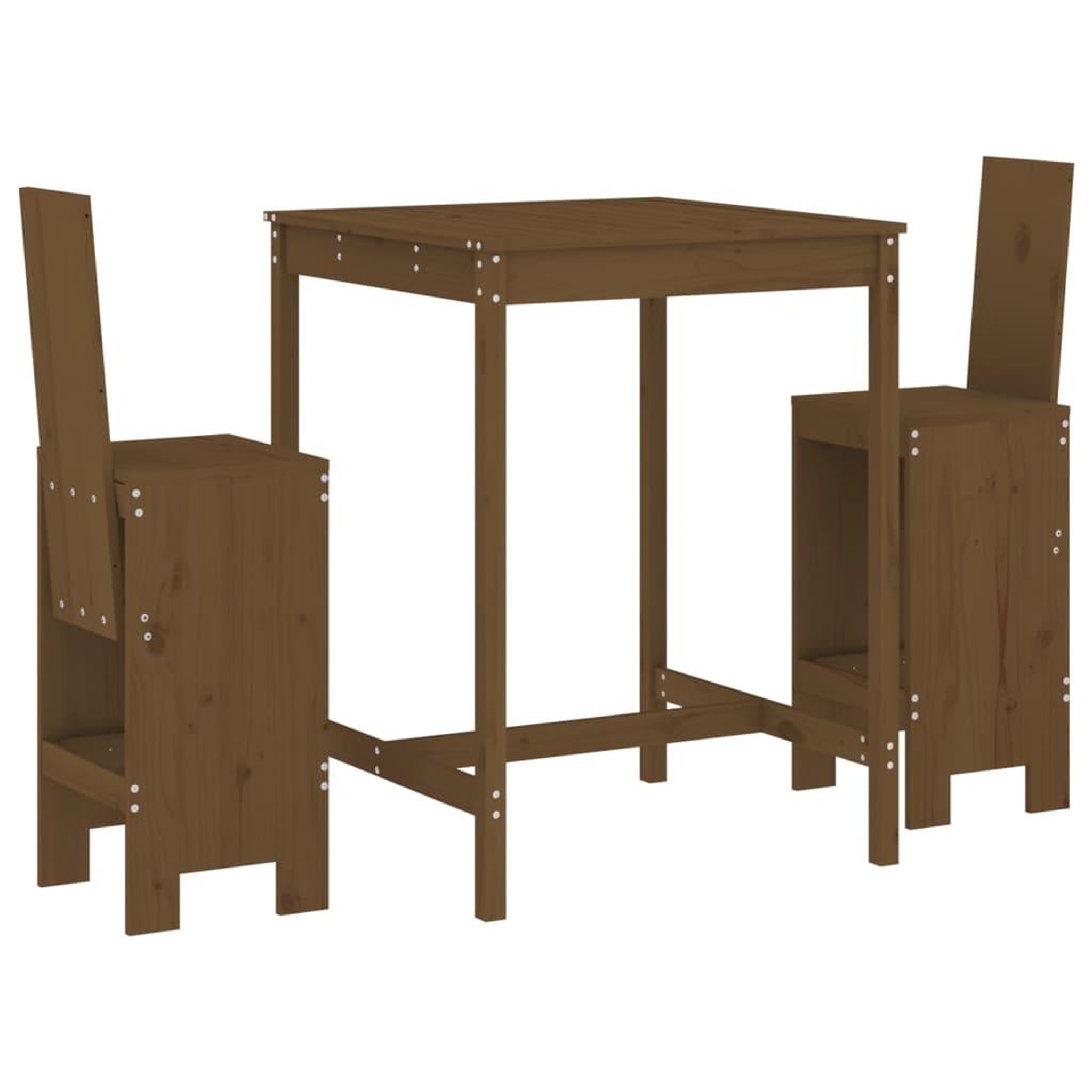 Voir la diapositive 2 : VIDAXL Ensemble de bar de jardin 3 pcs marron miel bois pin massif