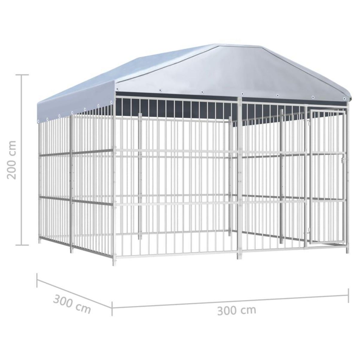 VIDAXL Chenil d'exterieur avec toit pour chiens 300 x 300 x 200 cm