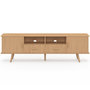 Voir la diapositive 3 : ID MARKET Meuble TV 180 cm JULIETTE 2 portes et 2 tiroirs lattes tasseau bois coloris chêne