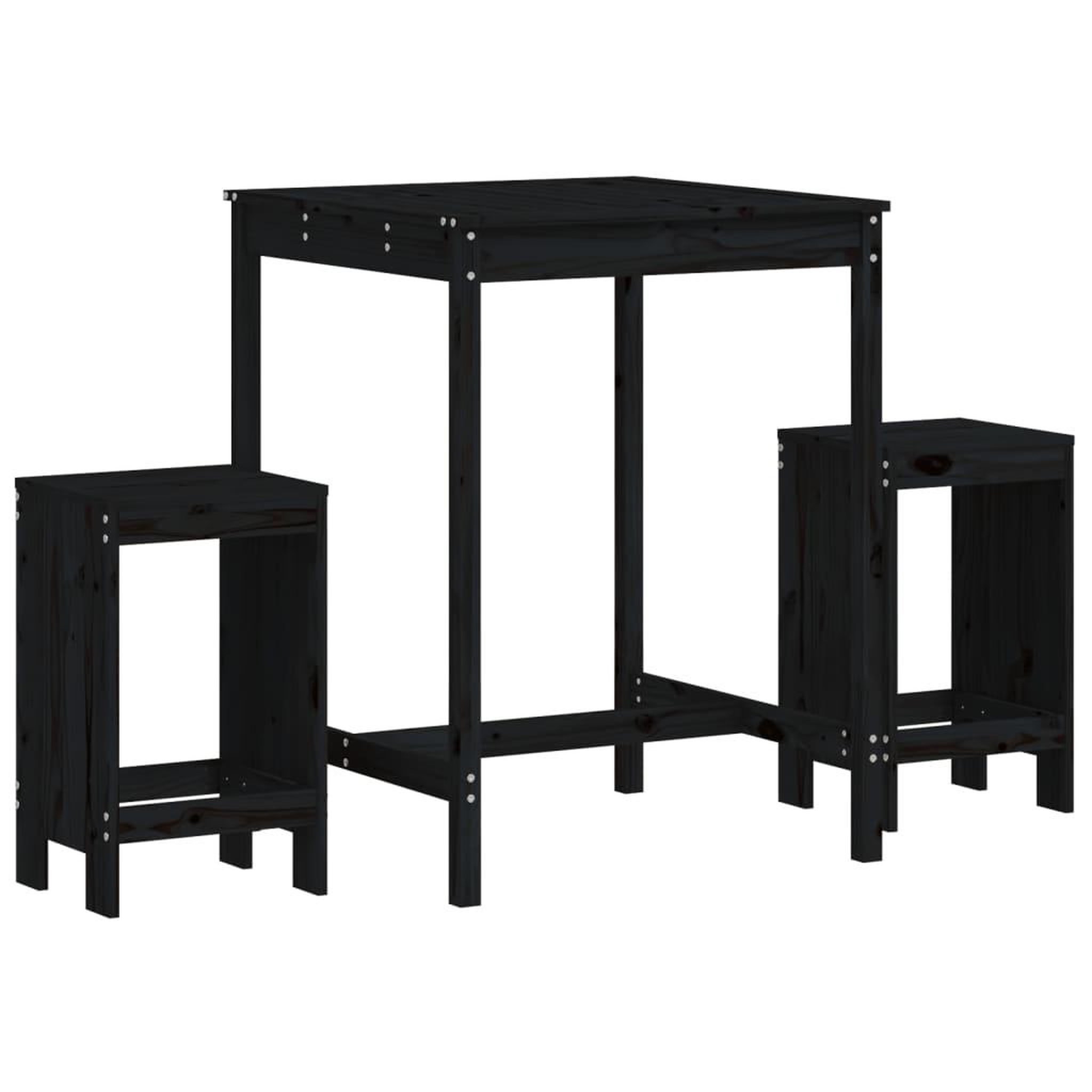 Voir la diapositive 2 : VIDAXL Ensemble de bar de jardin 3 pcs noir bois de pin massif