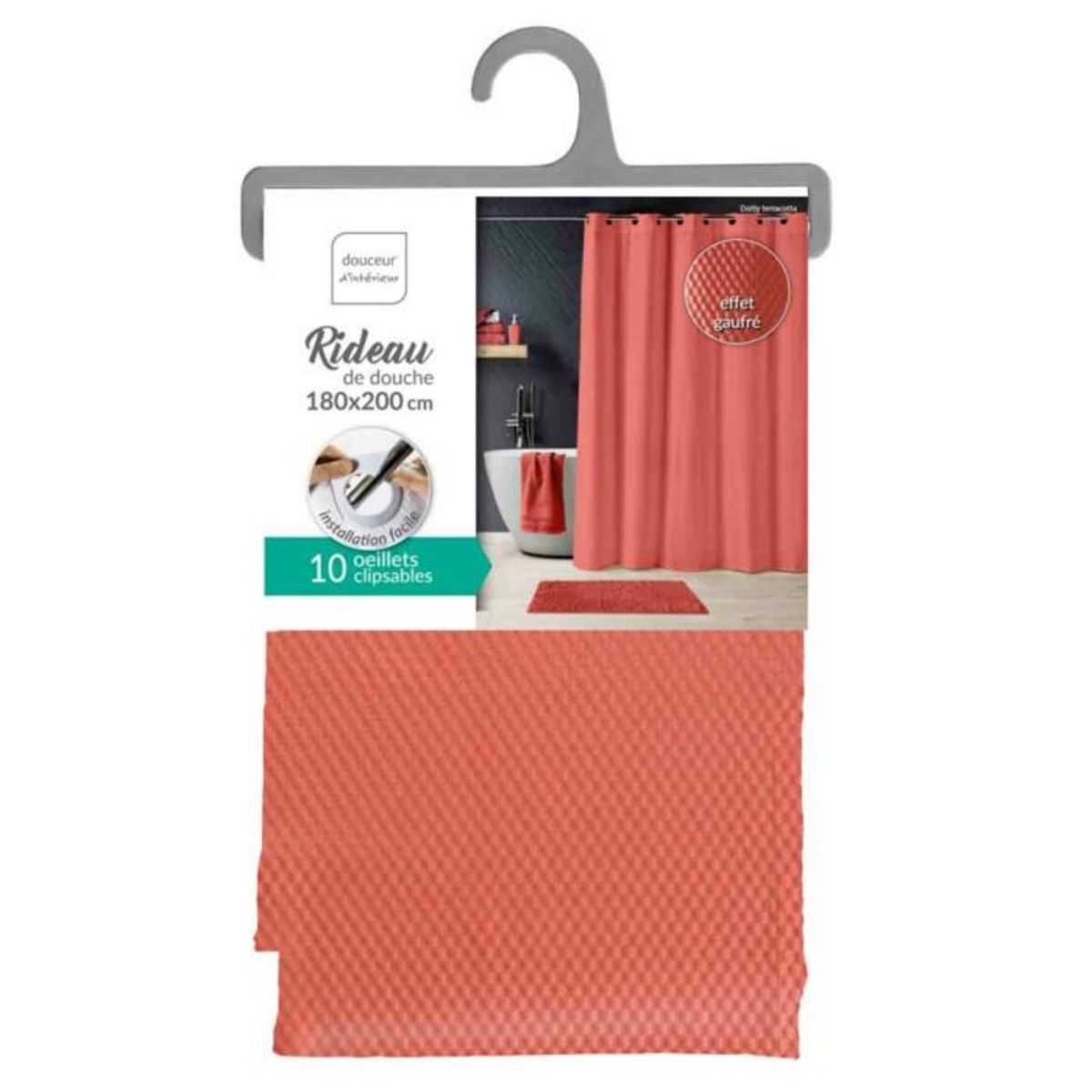 Paris Prix Rideau de Douche  Dotty  180x200cm Terracotta
