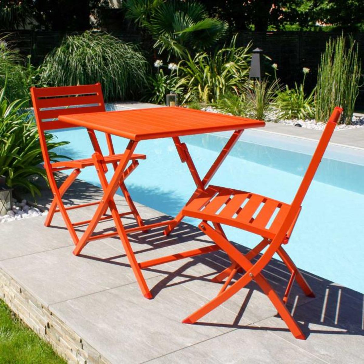 Paris Prix Lot de 2 Chaises de Jardin Pliantes  Marius  82cm Orange
