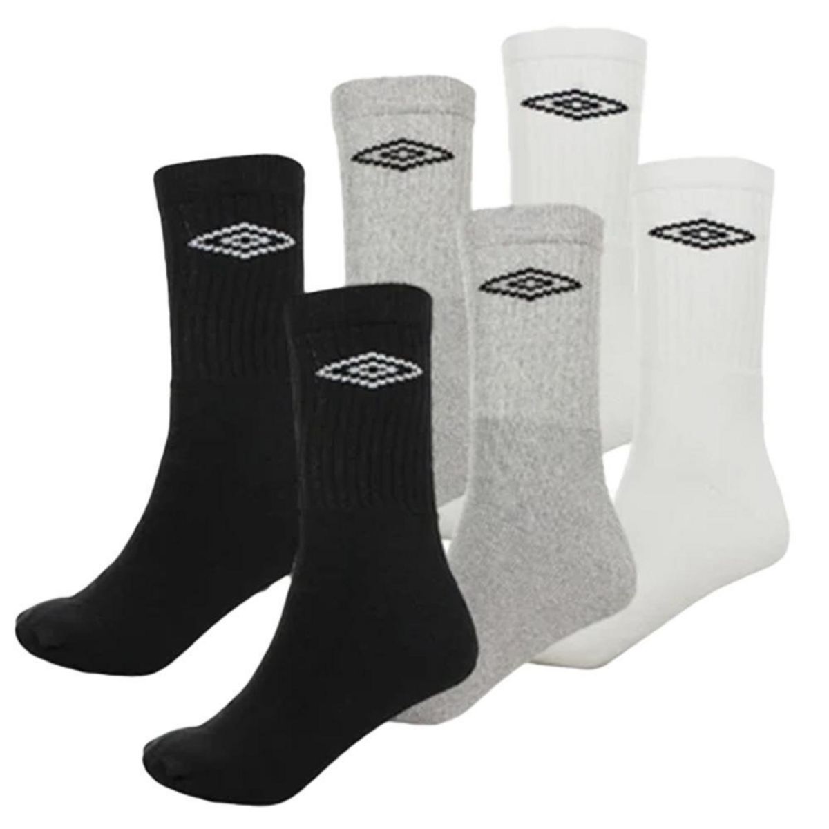 UMBRO X6 Paires de Chaussettes Blanc//Gris Homme Umbro P6