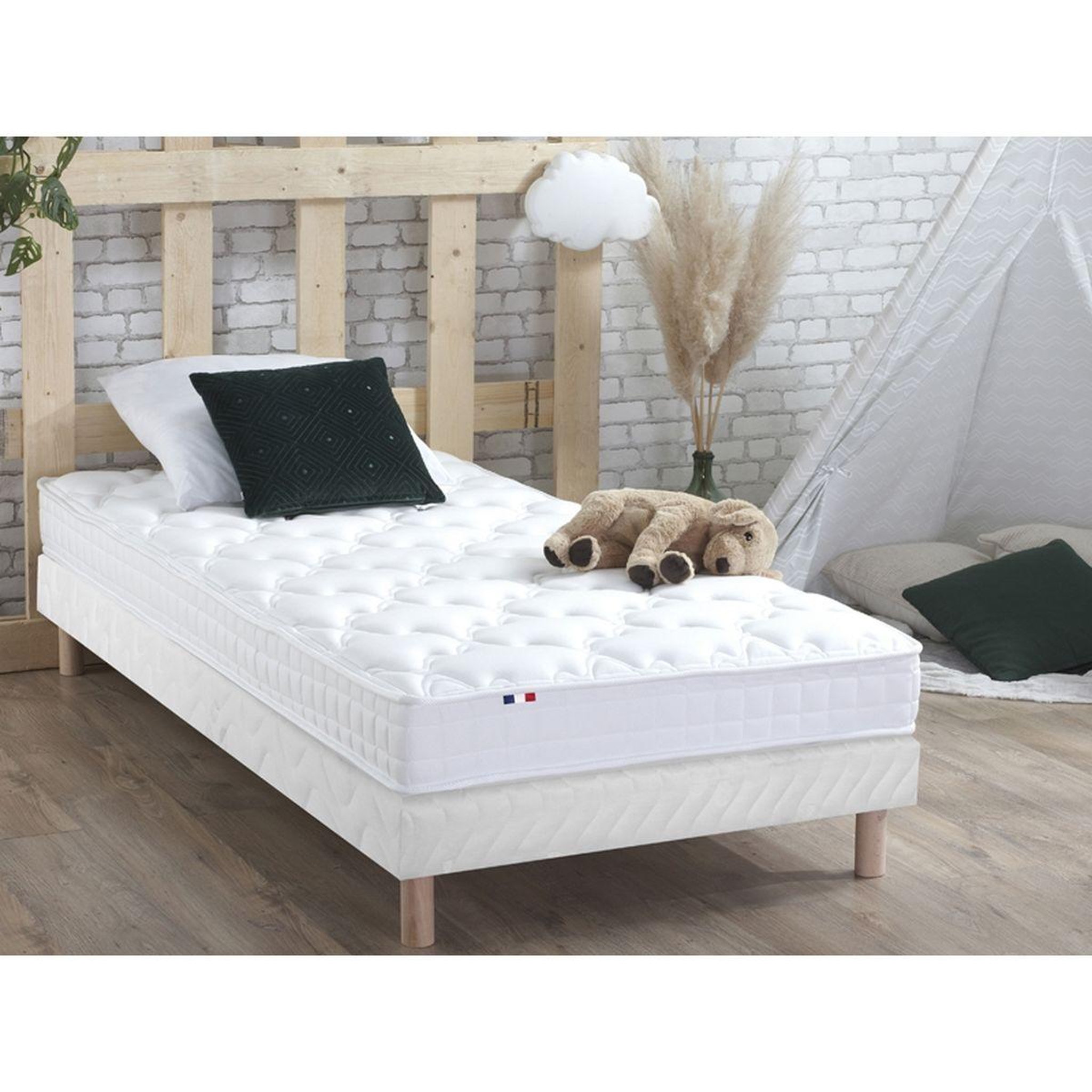 Voir la diapositive 1 : Ensemble Matelas accueil mémoire de forme + Sommier 90 x 200 cm MAM AZUR
