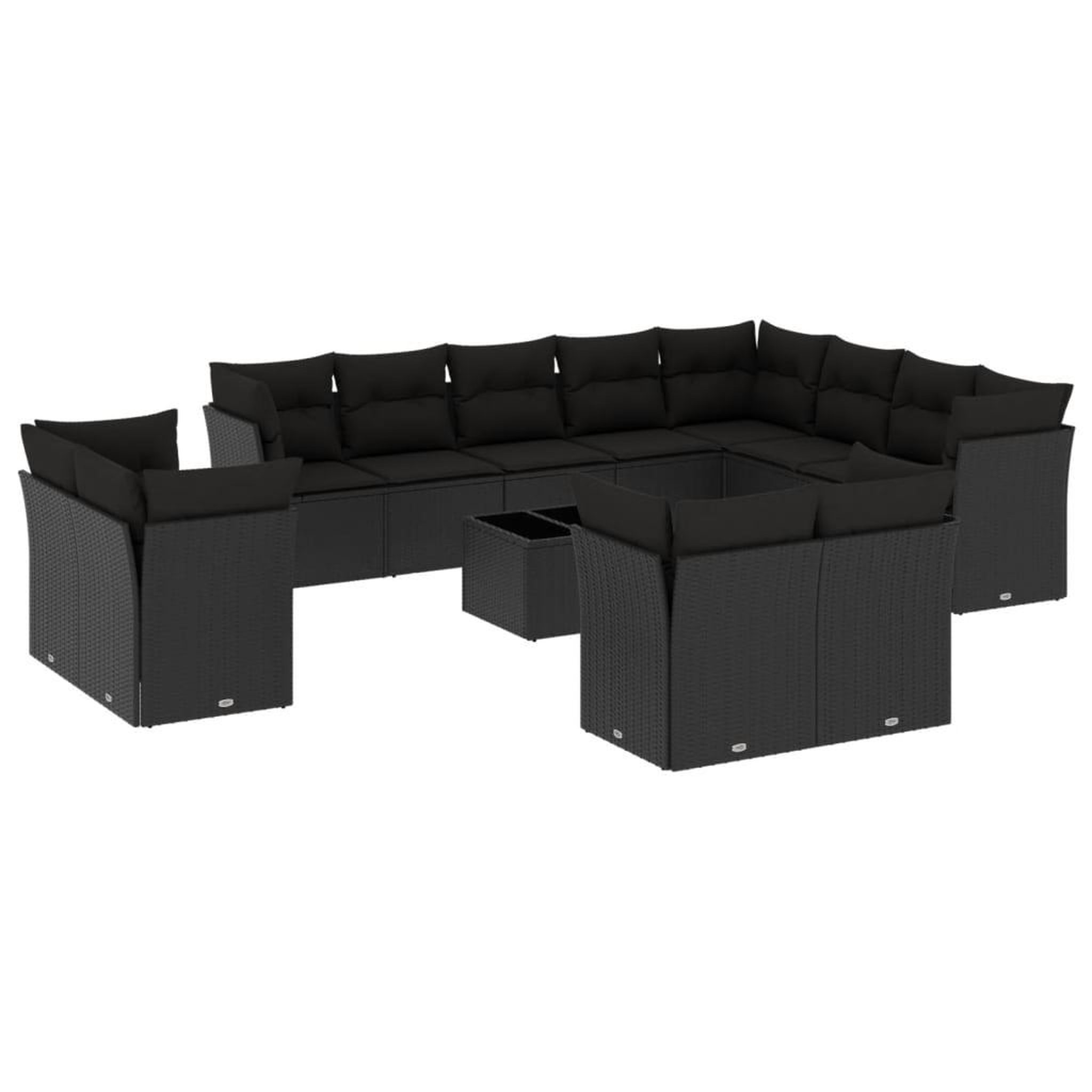 Voir la diapositive 2 : VIDAXL Salon de jardin avec coussins 13 pcs noir resine tressee
