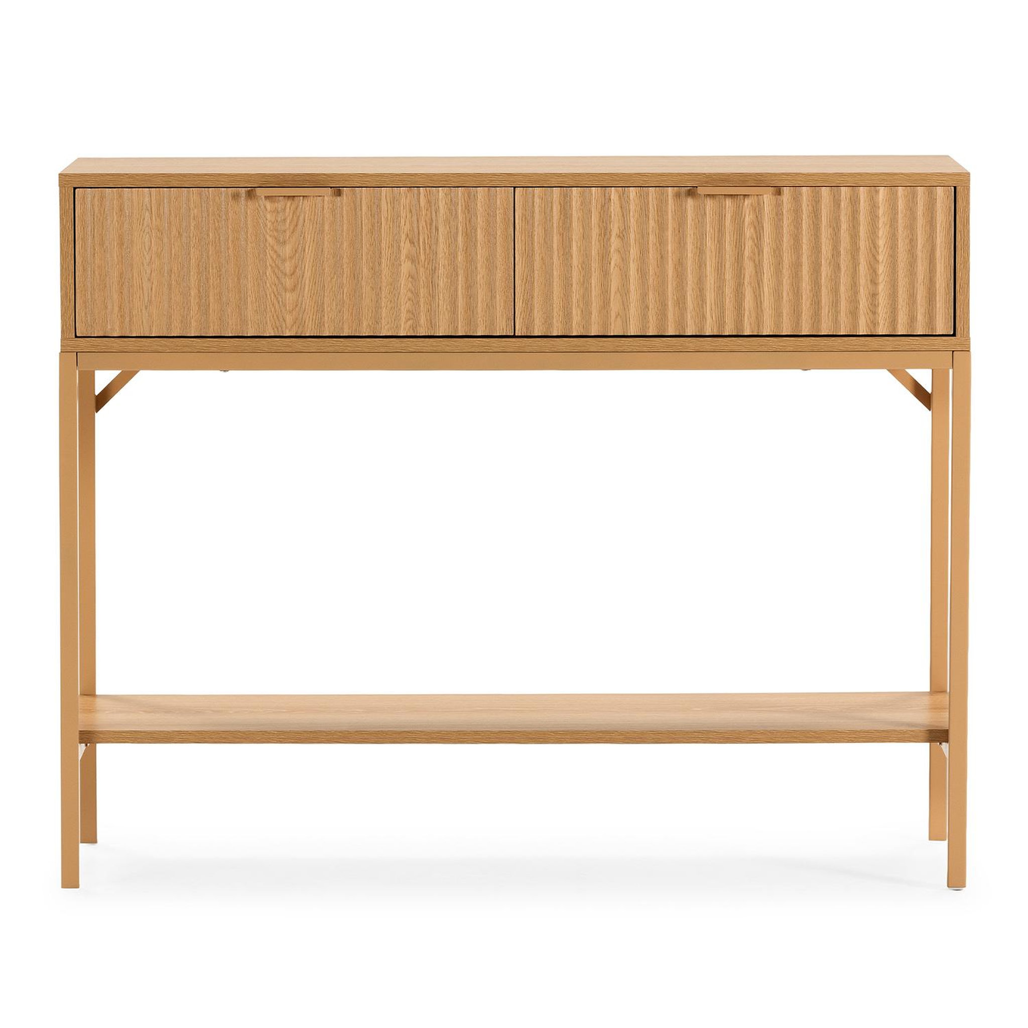 Voir la diapositive 4 : VS VENTA-STOCK Table console Lluvia 2 tiroirs effet Chêne
