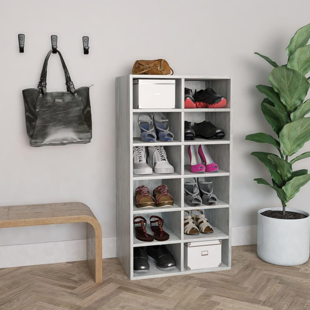 VIDAXL Etagere a chaussures Gris beton 54x34x100,5 cm Bois ingenierie