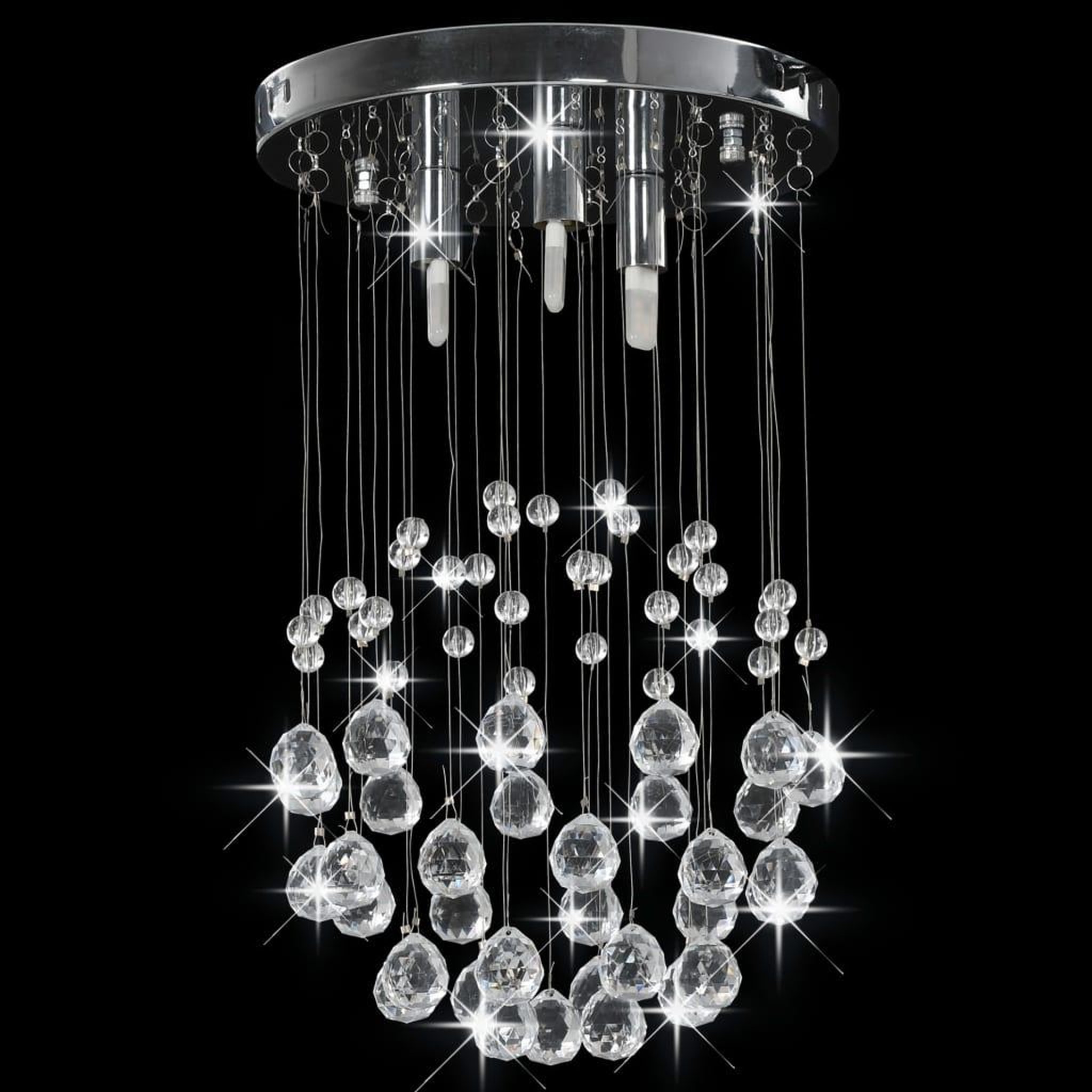 Voir la diapositive 3 : VIDAXL Plafonnier avec perles de cristal Argente Sphere 3 ampoules G9