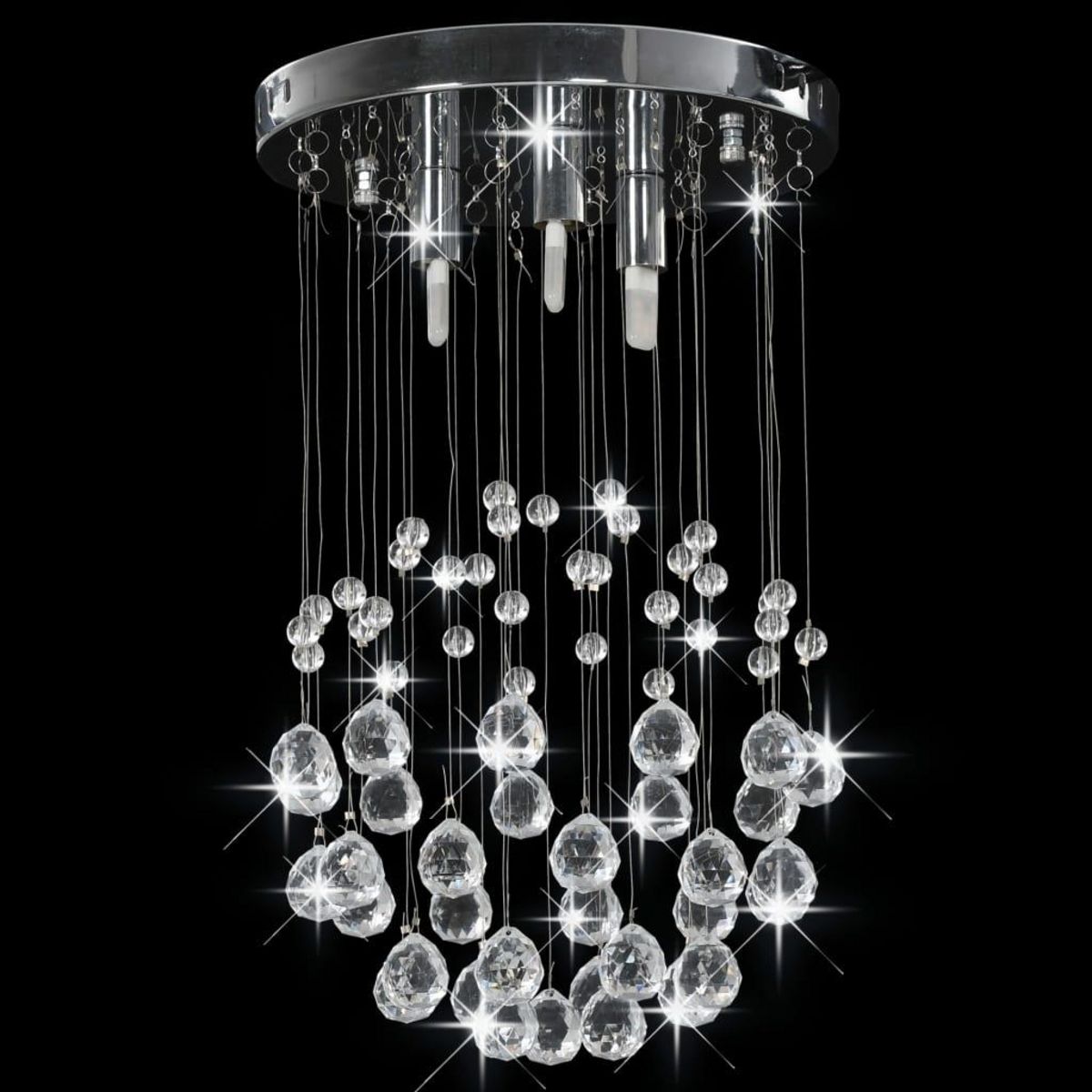 VIDAXL Plafonnier avec perles de cristal Argente Sphere 3 ampoules G9