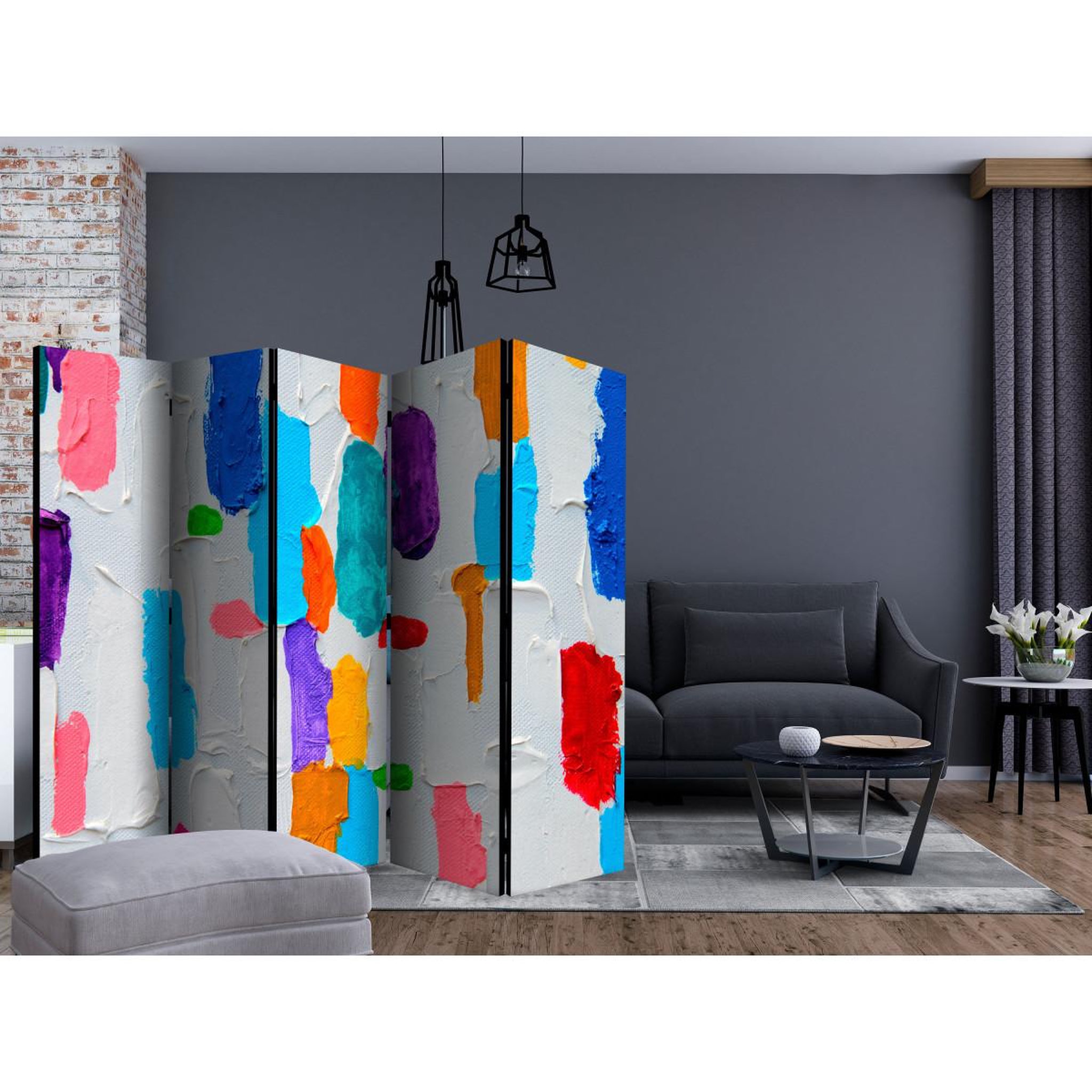 Voir la diapositive 2 : Paris Prix Paravent 5 volets  color matching  172x225cm