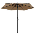 VIDAXL Parasol de jardin avec lumieres LED et mat en aluminium taupe
