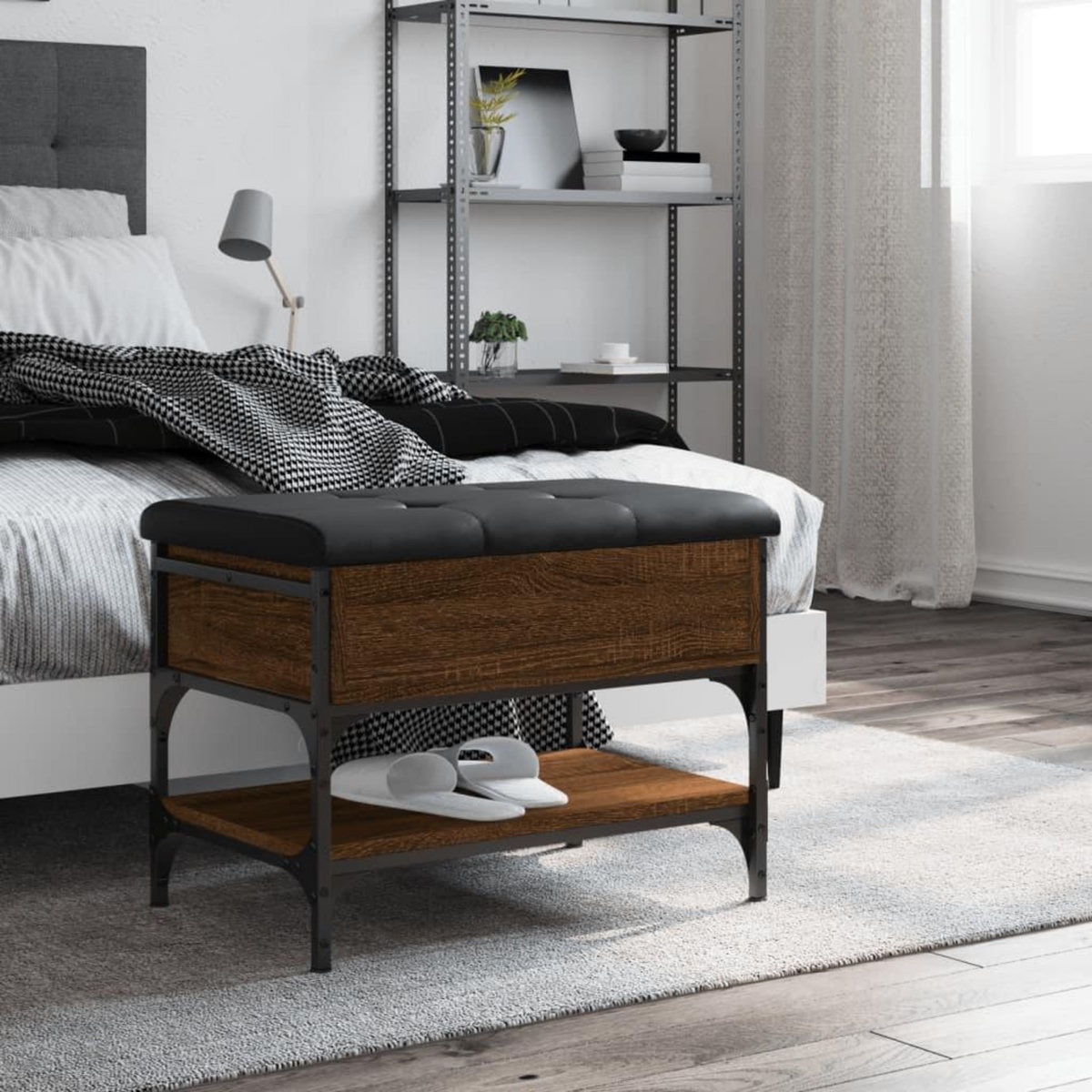 VIDAXL Banc a chaussures chene marron 62x42x45 cm bois d'ingenierie