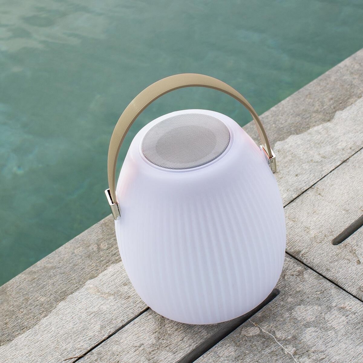 Lumisky Lampe enceinte bluetooth sans fil MINI MAY Beige Polyéthylène H23CM