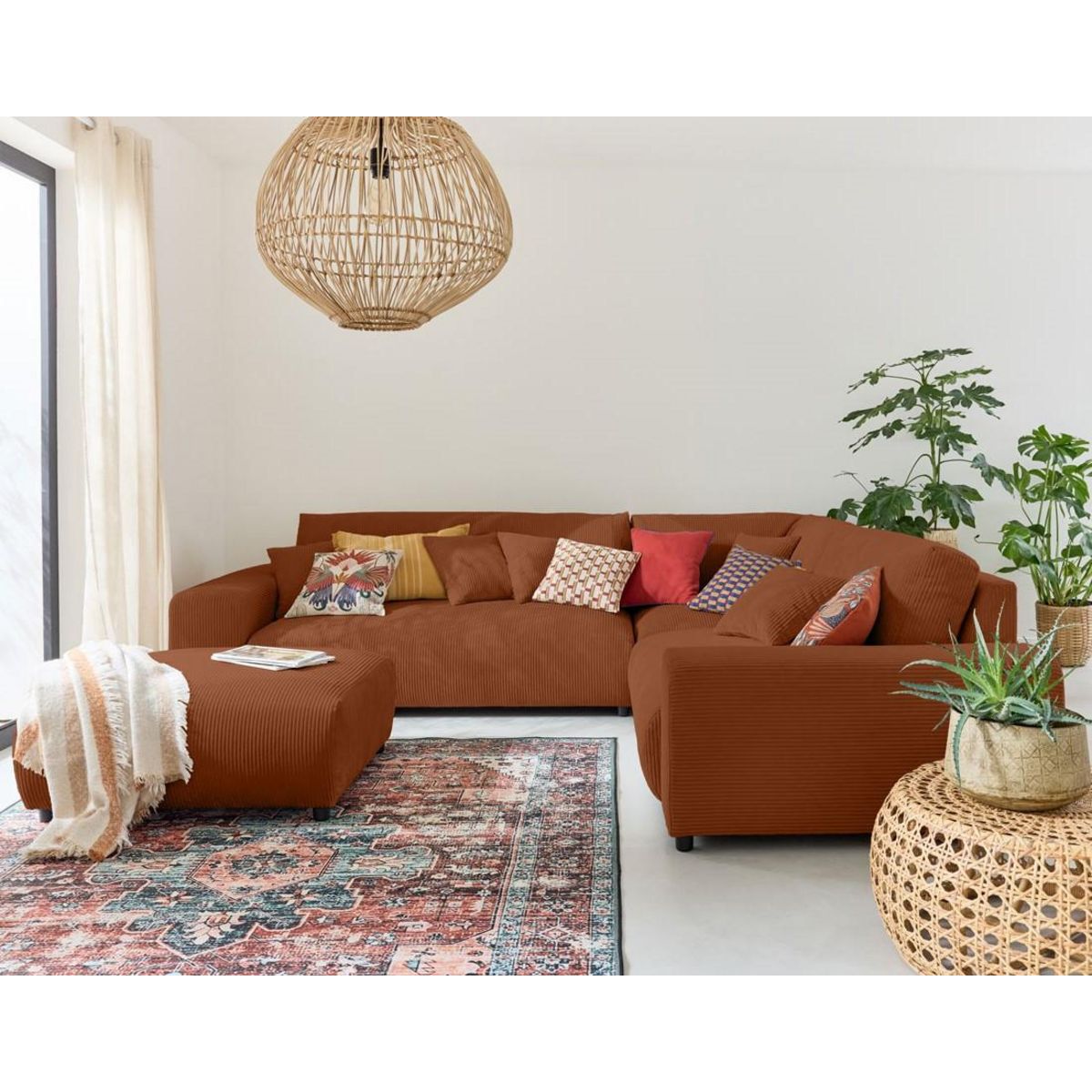 LISA DESIGN Garance - canapé modulable d'angle droit - 5 places - en velours côtelé