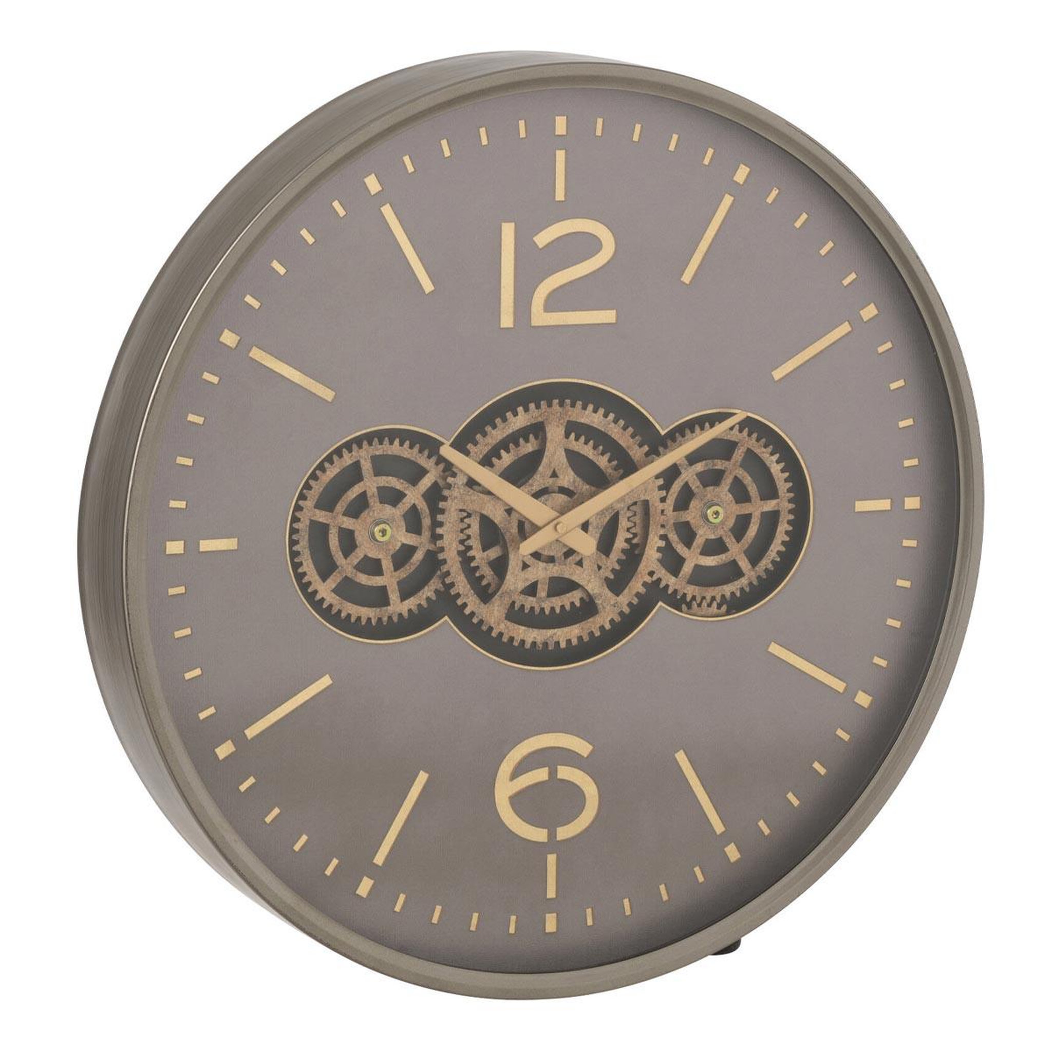 J-LINE Horloge murale engrenage  plum  60cm gris