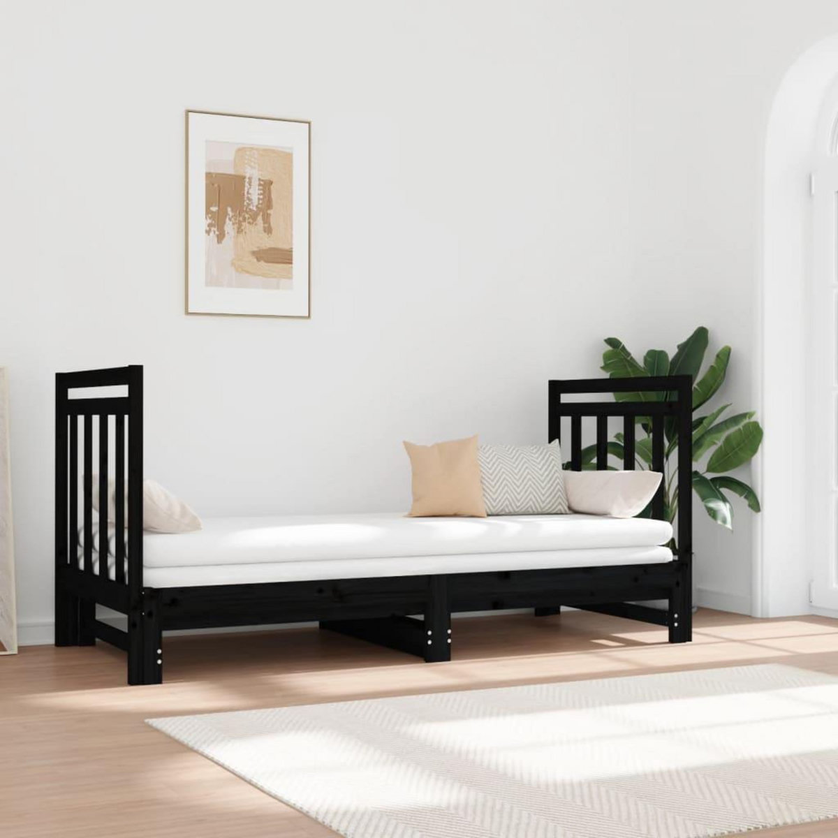VIDAXL Lit coulissant sans matelas noir 2x(90x190) cm