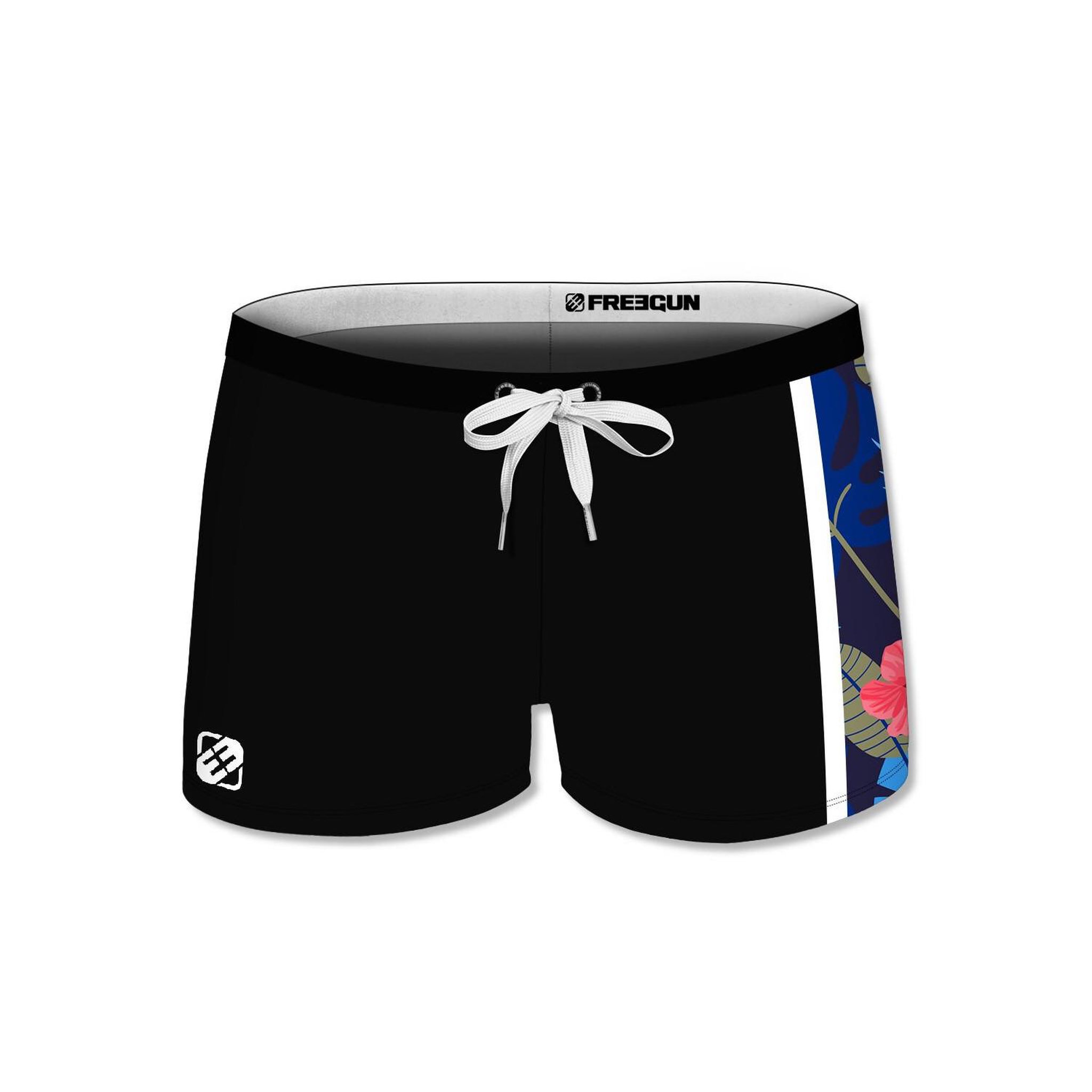 Voir la diapositive 1 : FREEGUN Boxer de bain enfant avec empiècement imprimé Hibiscus