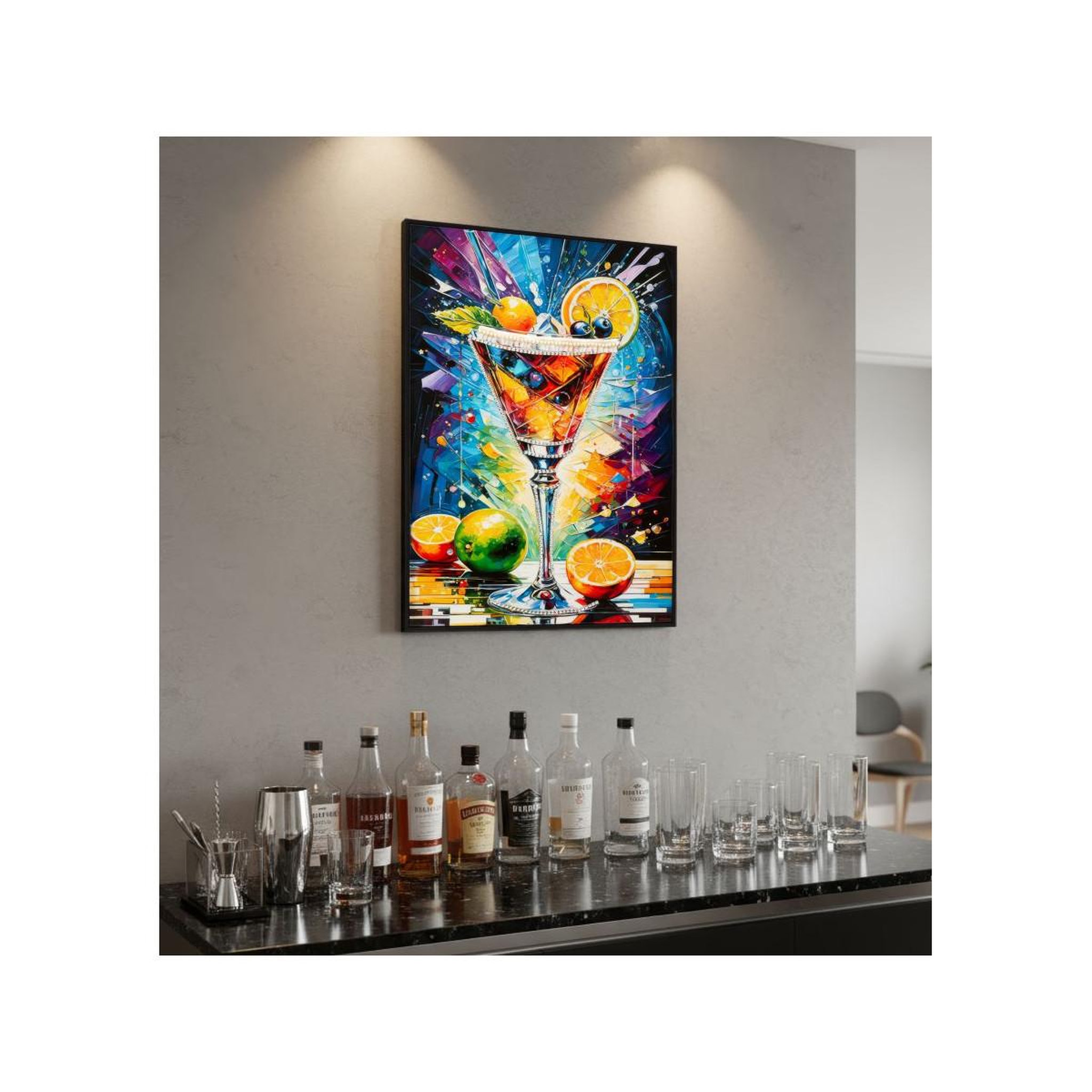 Voir la diapositive 6 : Paris Prix Tableau imprimé  cocktail i  62x92cm multicolore