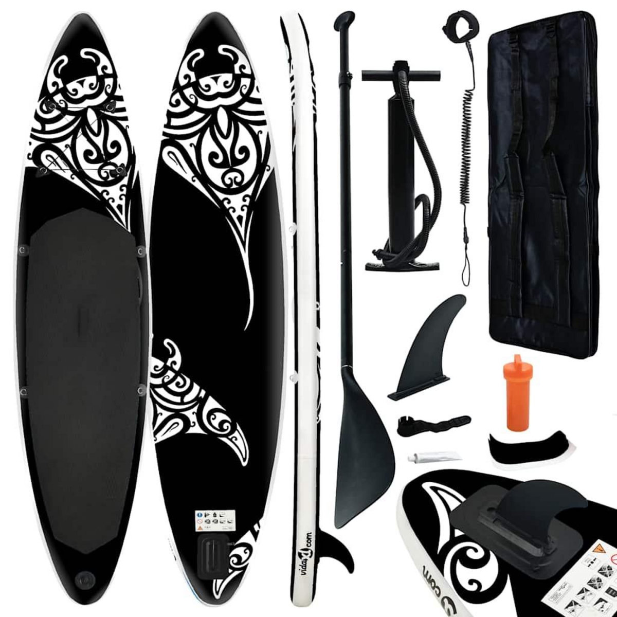 VIDAXL Ensemble de planche SUP gonflable 320x76x15 cm Noir