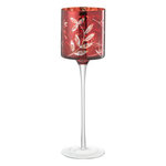 Paris Prix Photophore sur Pied en Verre  Feuilles  30cm Rouge