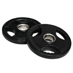 HOMCOM Disques de poids 2 x 5Kg - 3 poignées - trous dia.50mm - noir