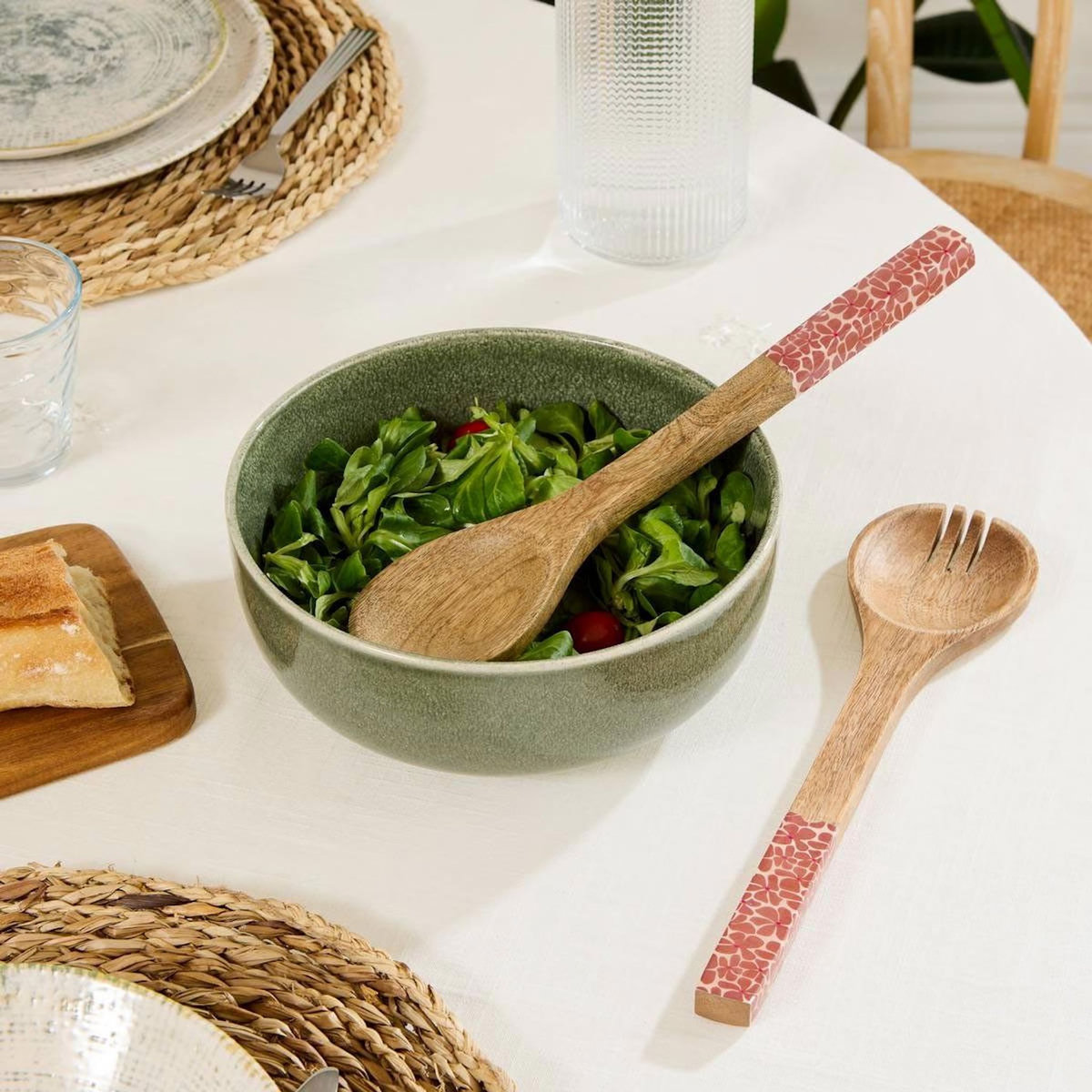 SECRET DE GOURMET Lot de 2 Couverts à Salade en Bois  Inaya  30cm Terracotta