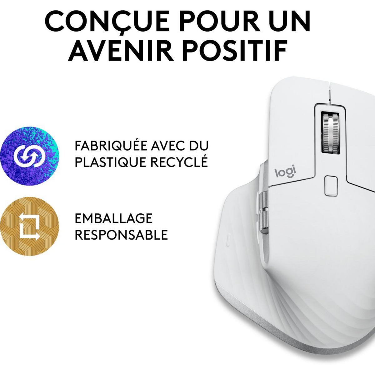 Logitech Souris sans fil rechargeable Mx Master 3s pour Mac Gris Pale
